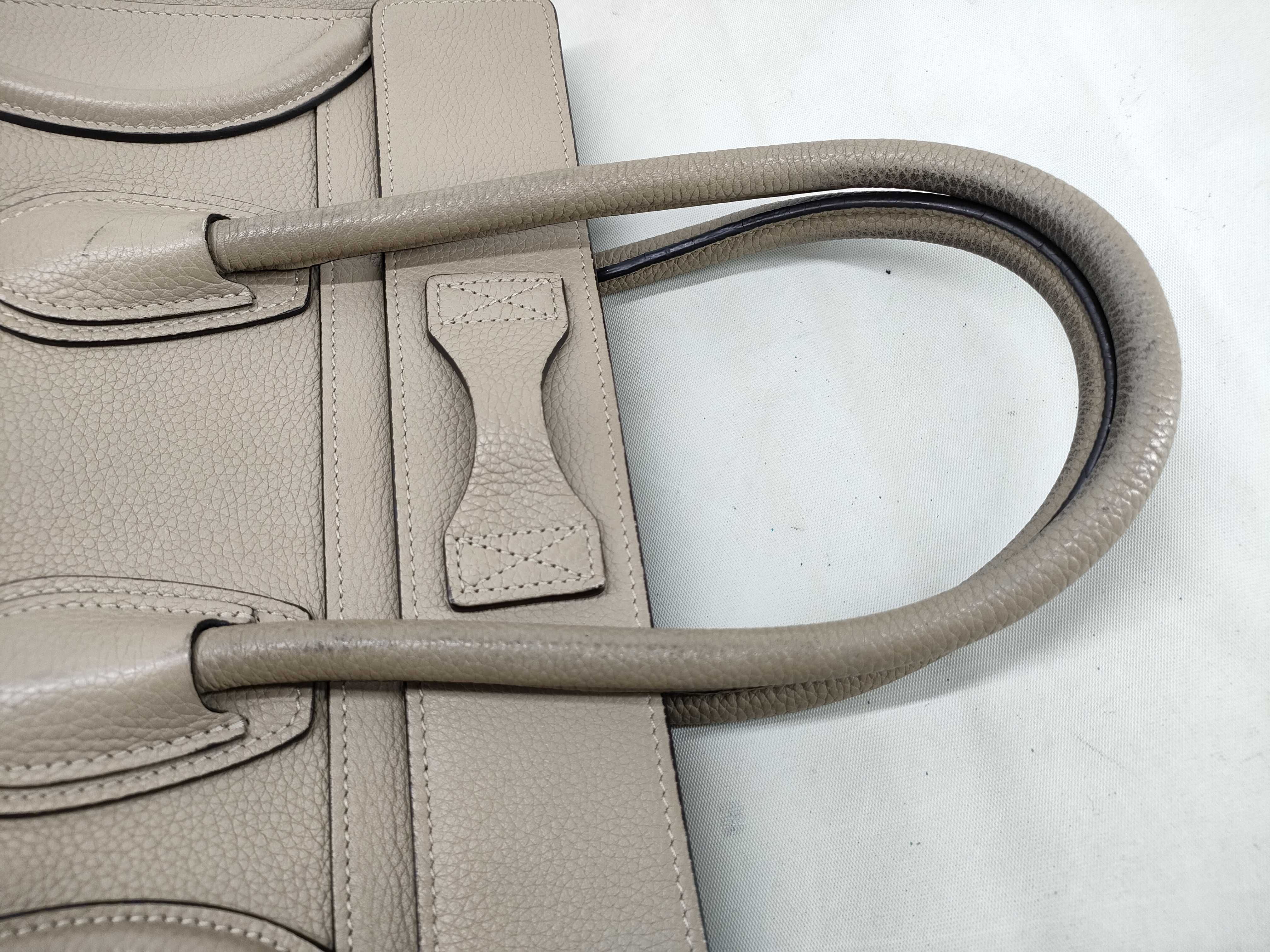 Luggage Micro Shopper Leather Handbag, Beige — view 5