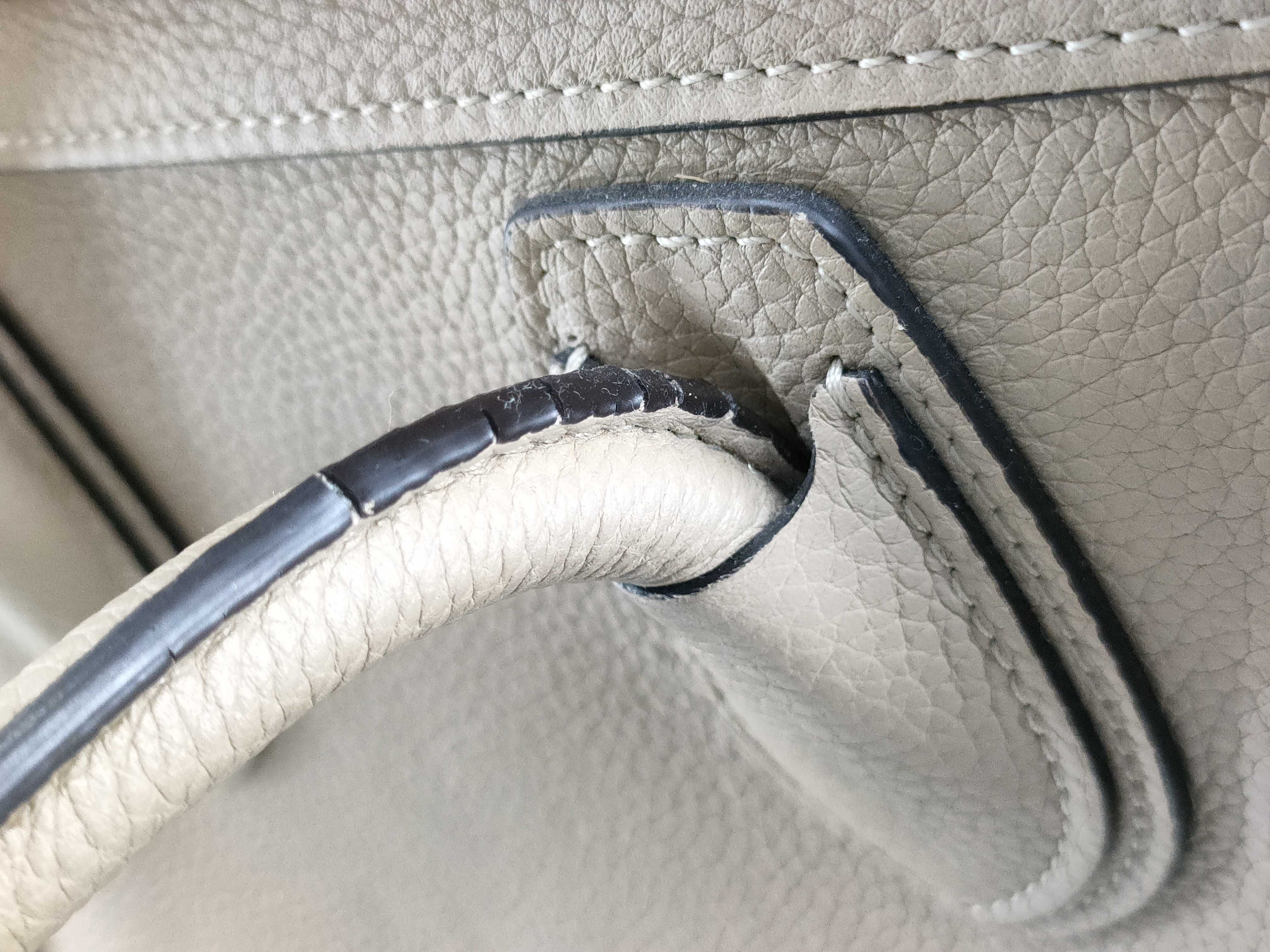 Luggage Micro Shopper Leather Handbag, Beige — view 7