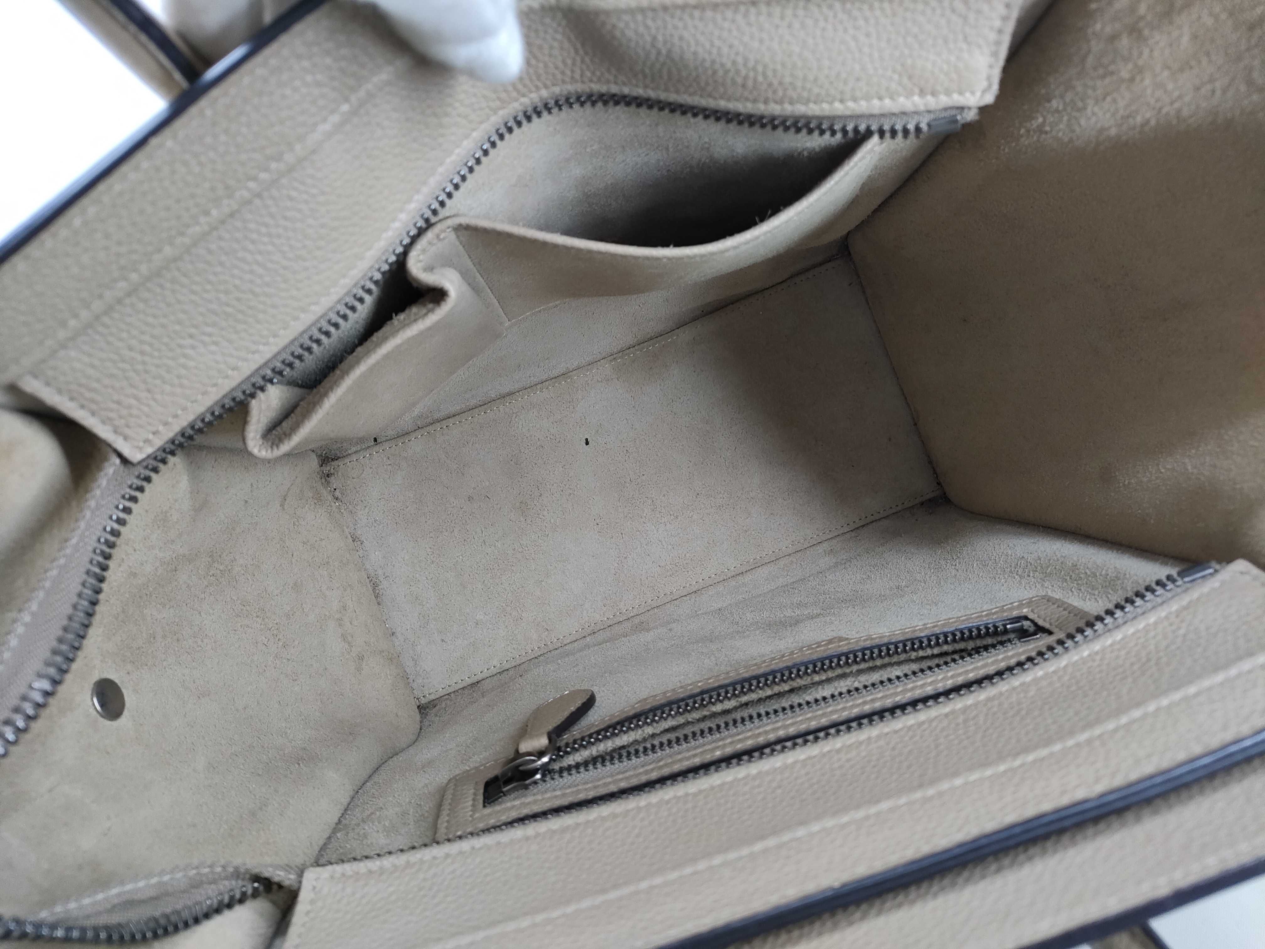 Luggage Micro Shopper Leather Handbag, Beige — view 8