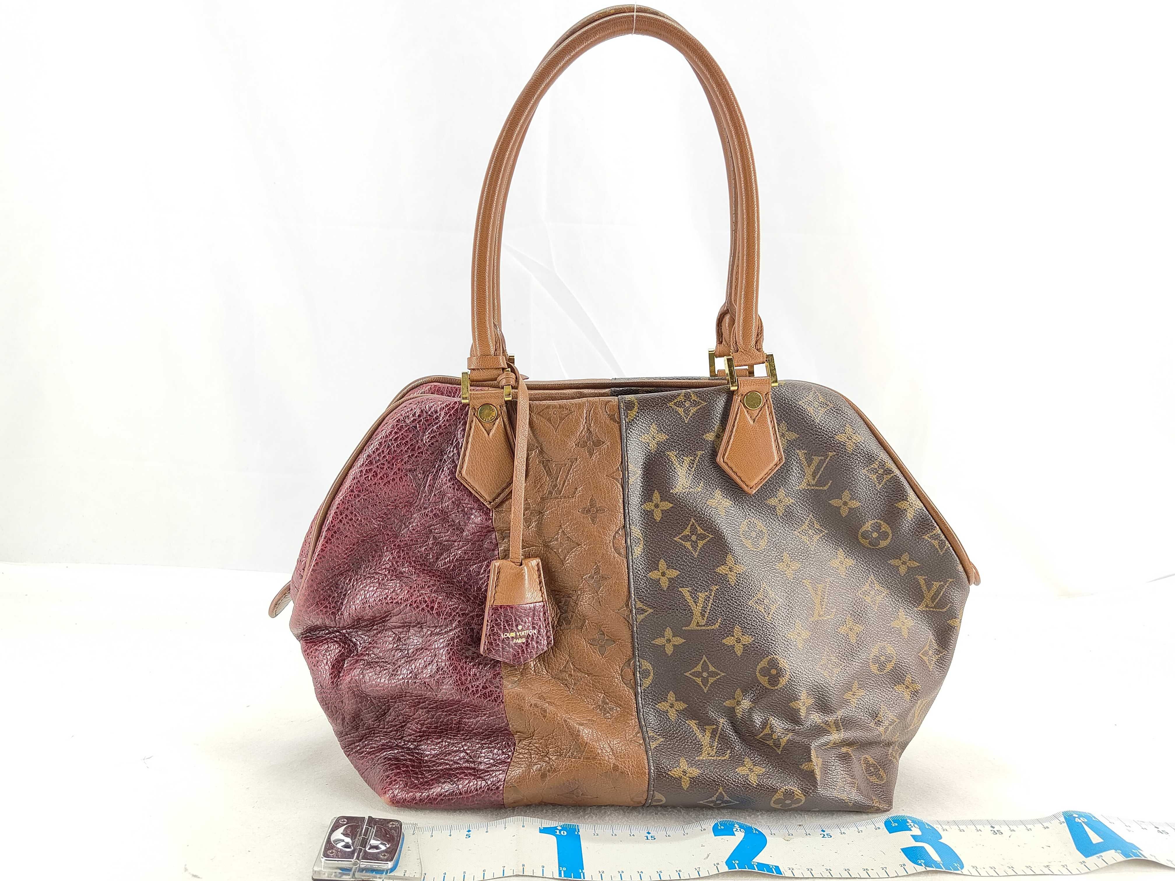 Monogram ID- Cowskin Bordeaux 30cm Handbag GHW Boston Bag — view 2
