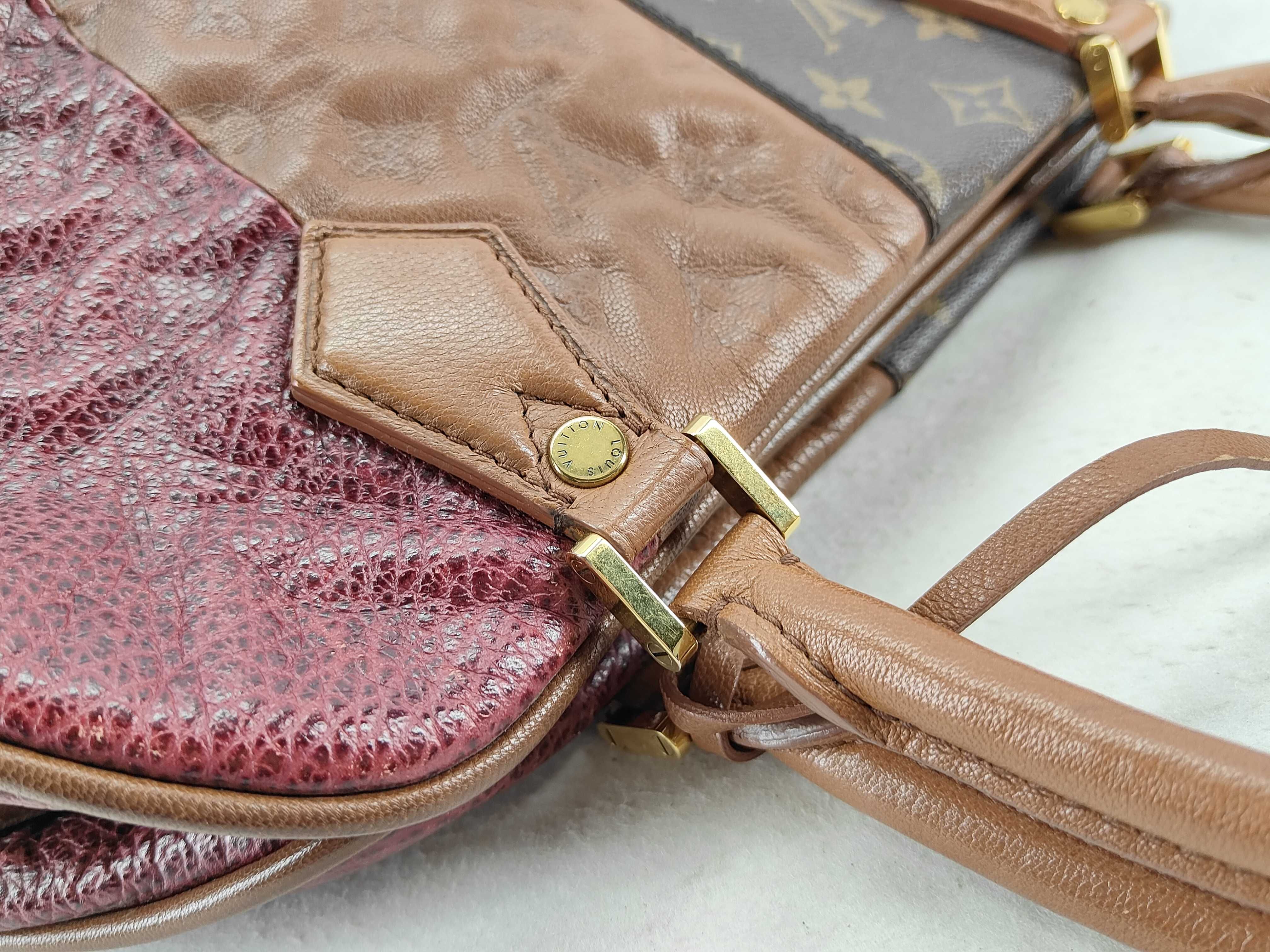 Monogram ID- Cowskin Bordeaux 30cm Handbag GHW Boston Bag — view 6