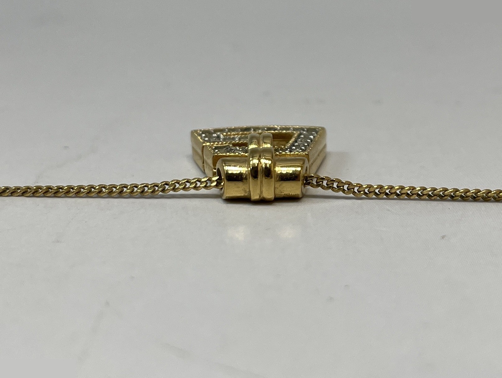 G Logo Pendant Necklace, Rhinestone, Gold, Weight: 5.0g, Total Length: 40cm — view 5