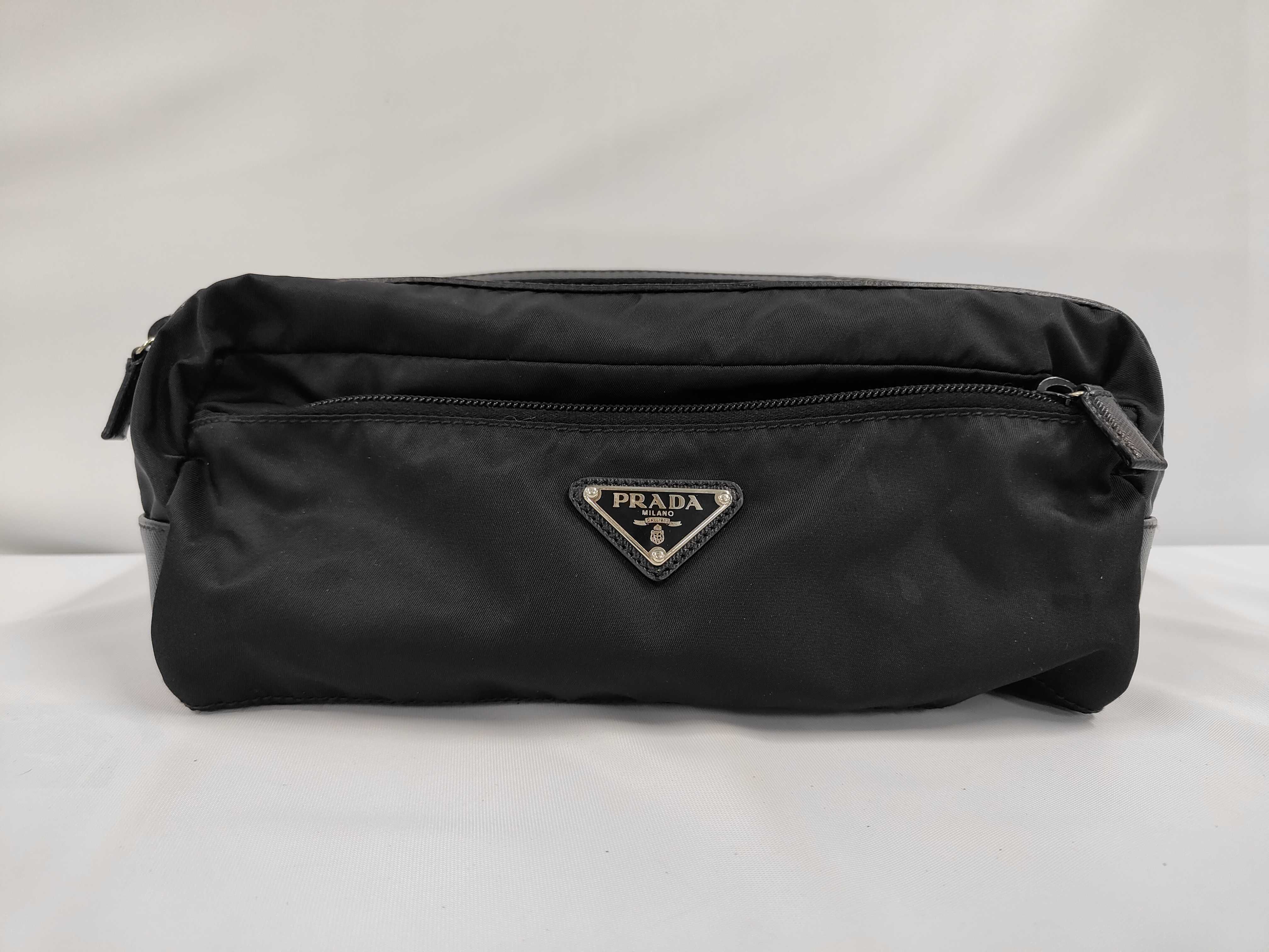 Tessuto Nylon Saffiano Leather Pouch