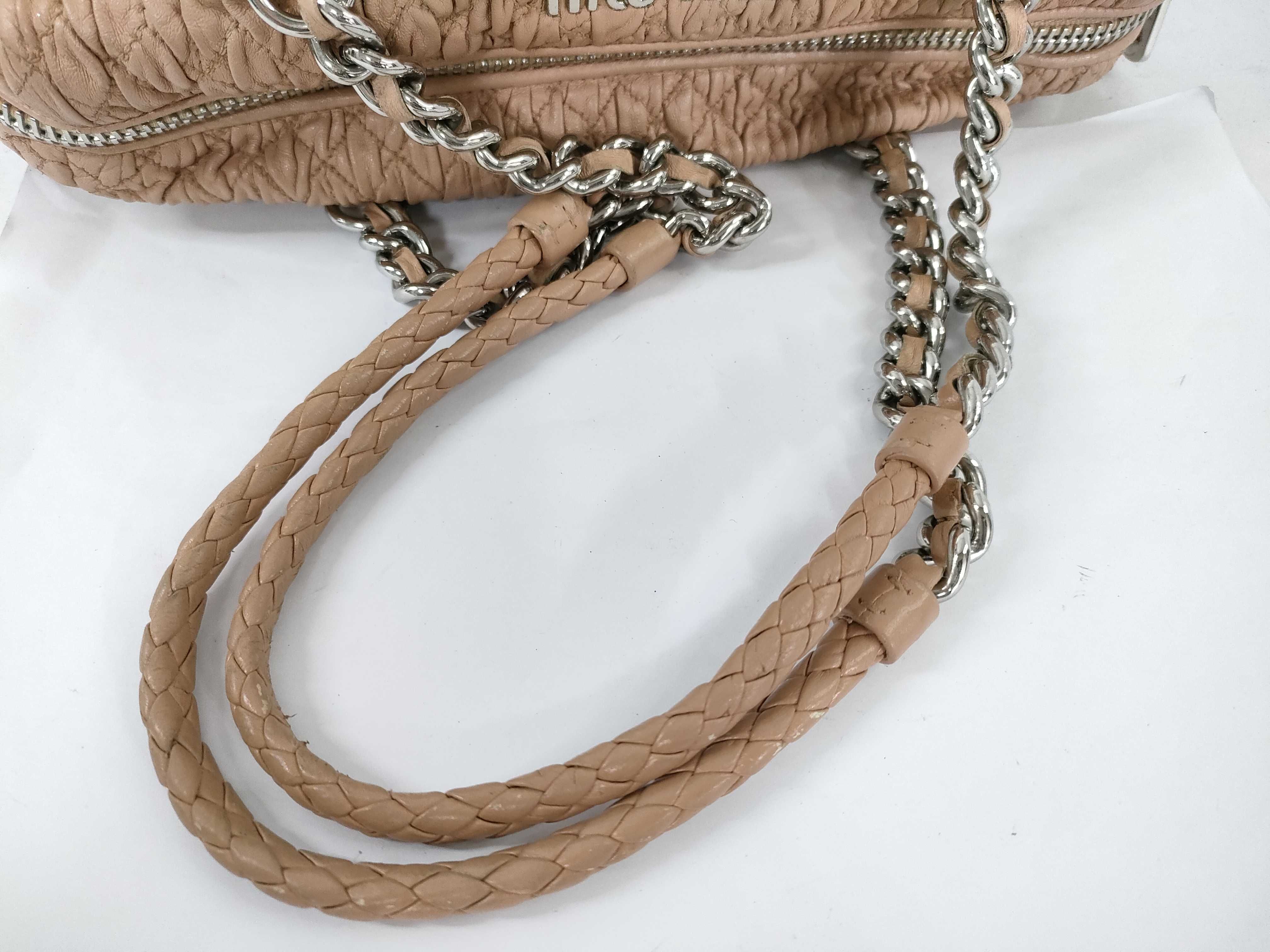 Gathered Chain Bag, Beige Shoulder Bag — view 3