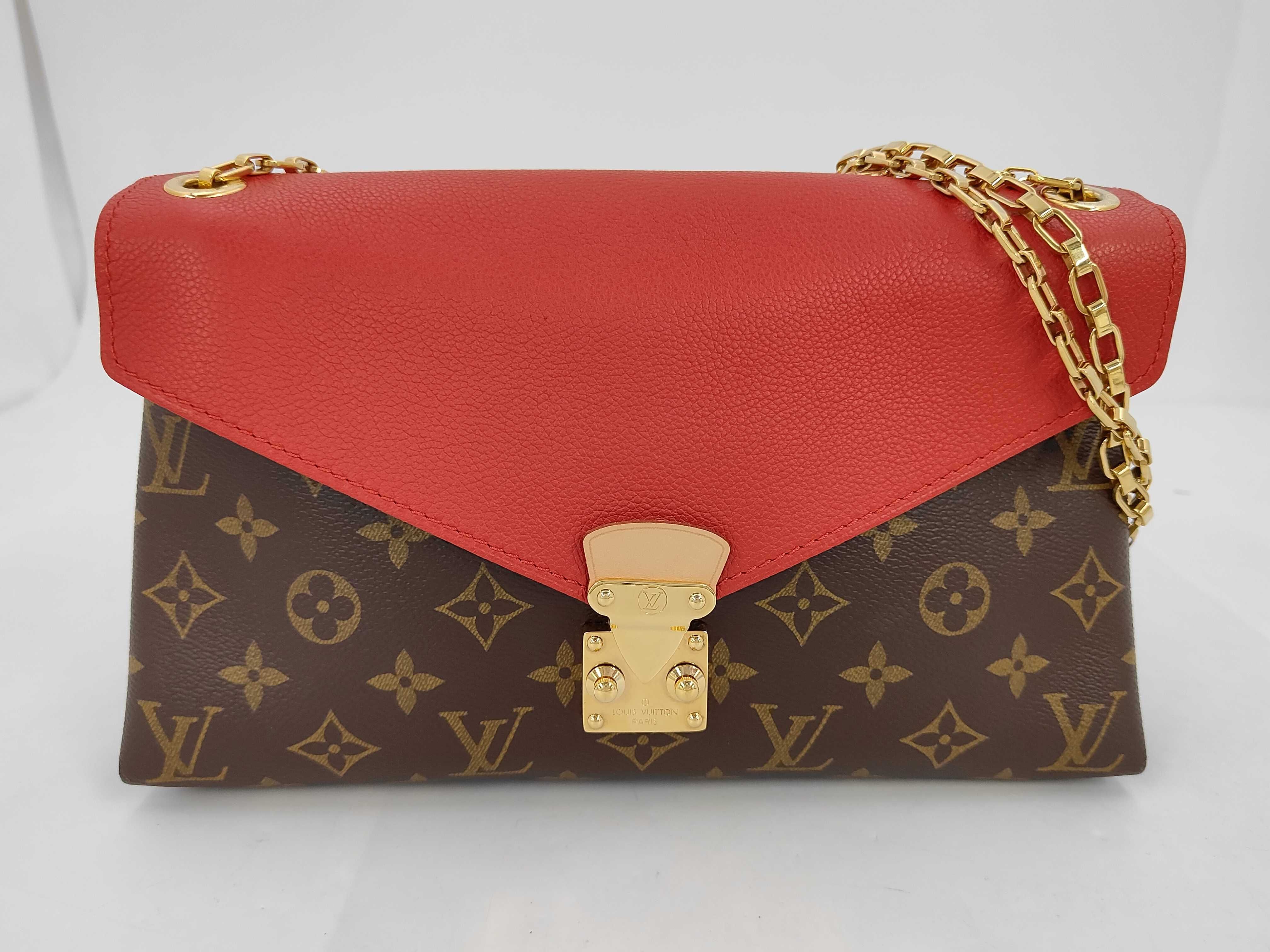 Monogram Pallas Chain Red x Monogram Gold Hardware Gold Chain Shoulder Bag