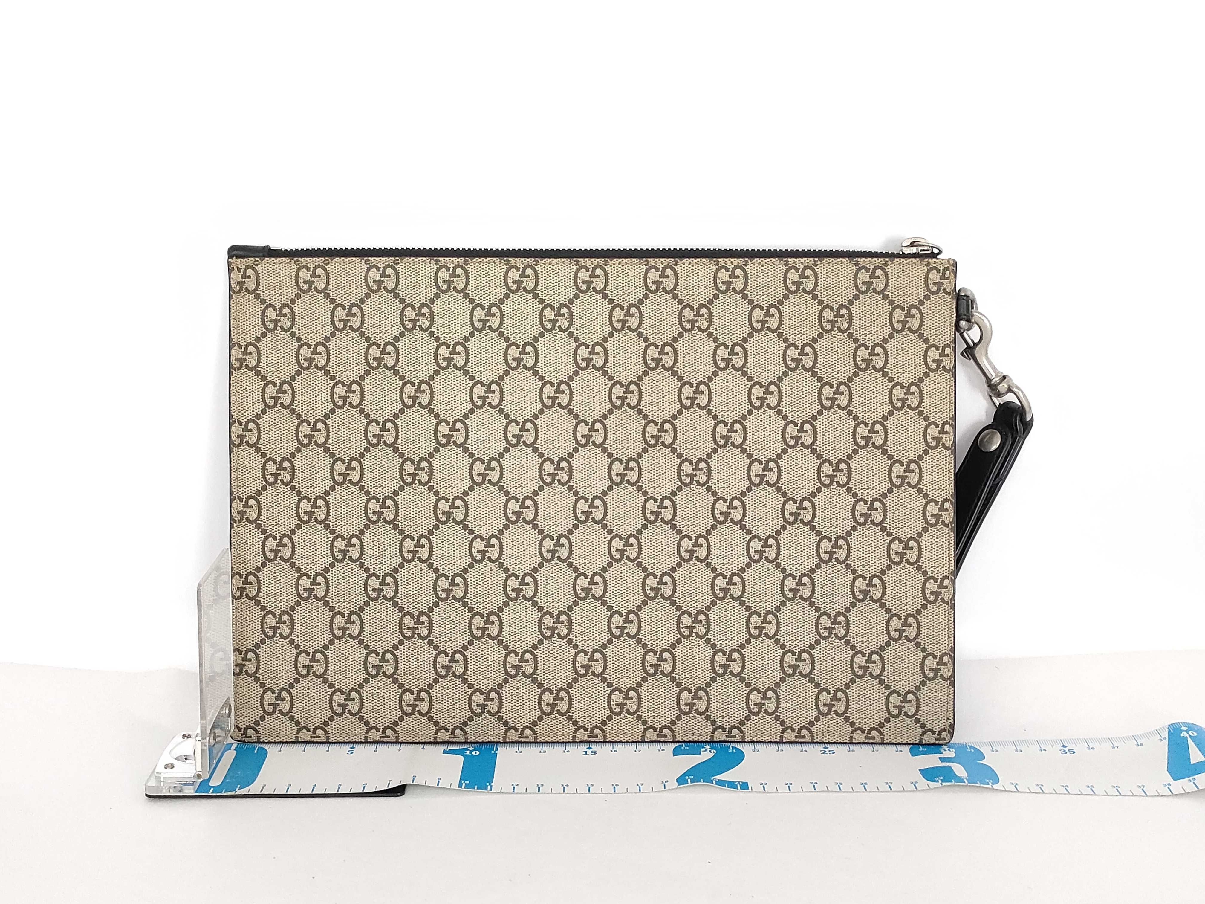 GG Bee Embroidery Clutch Bag, Brown Clutch Bag — view 2