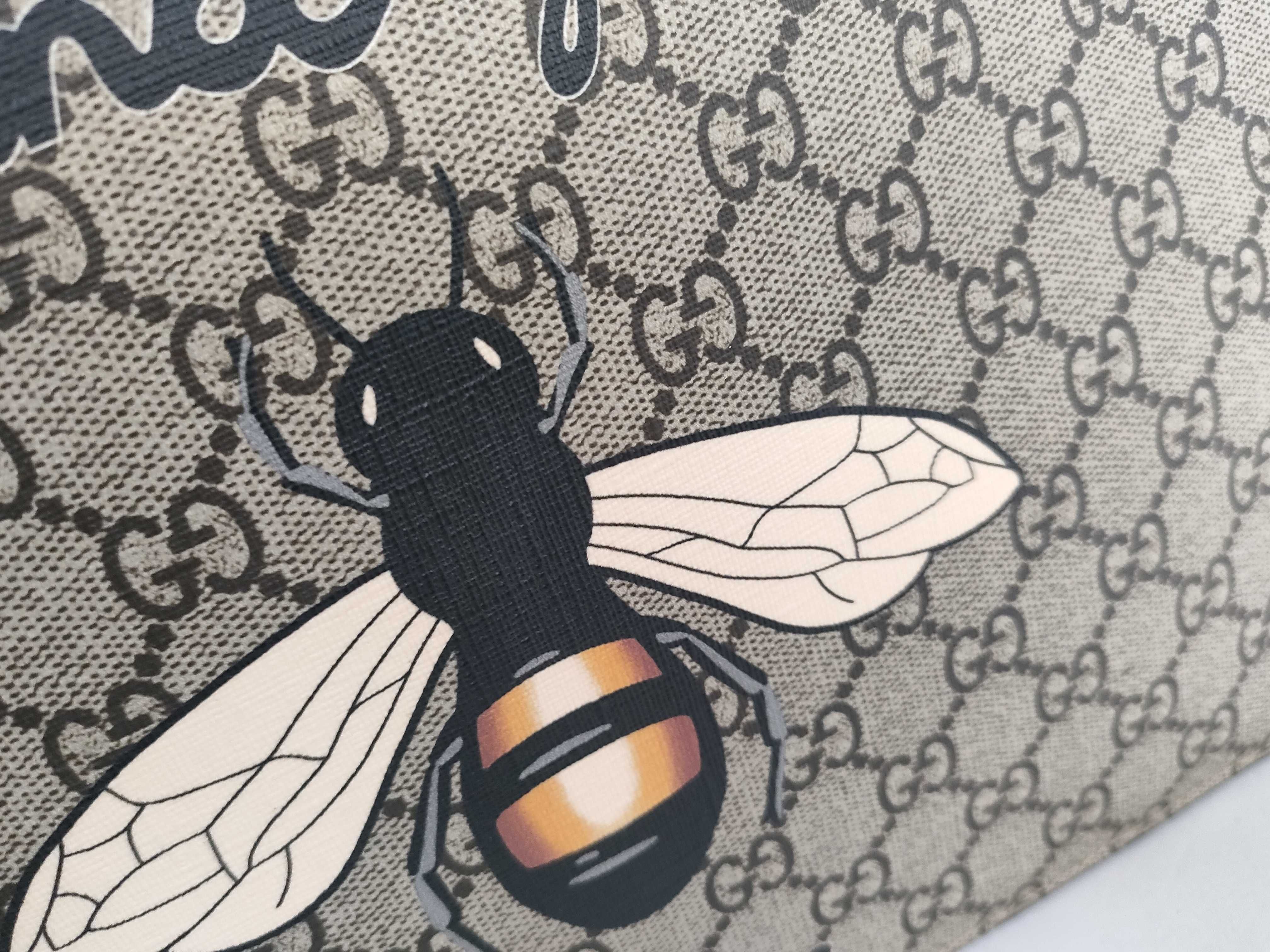 GG Bee Embroidery Clutch Bag, Brown Clutch Bag — view 14
