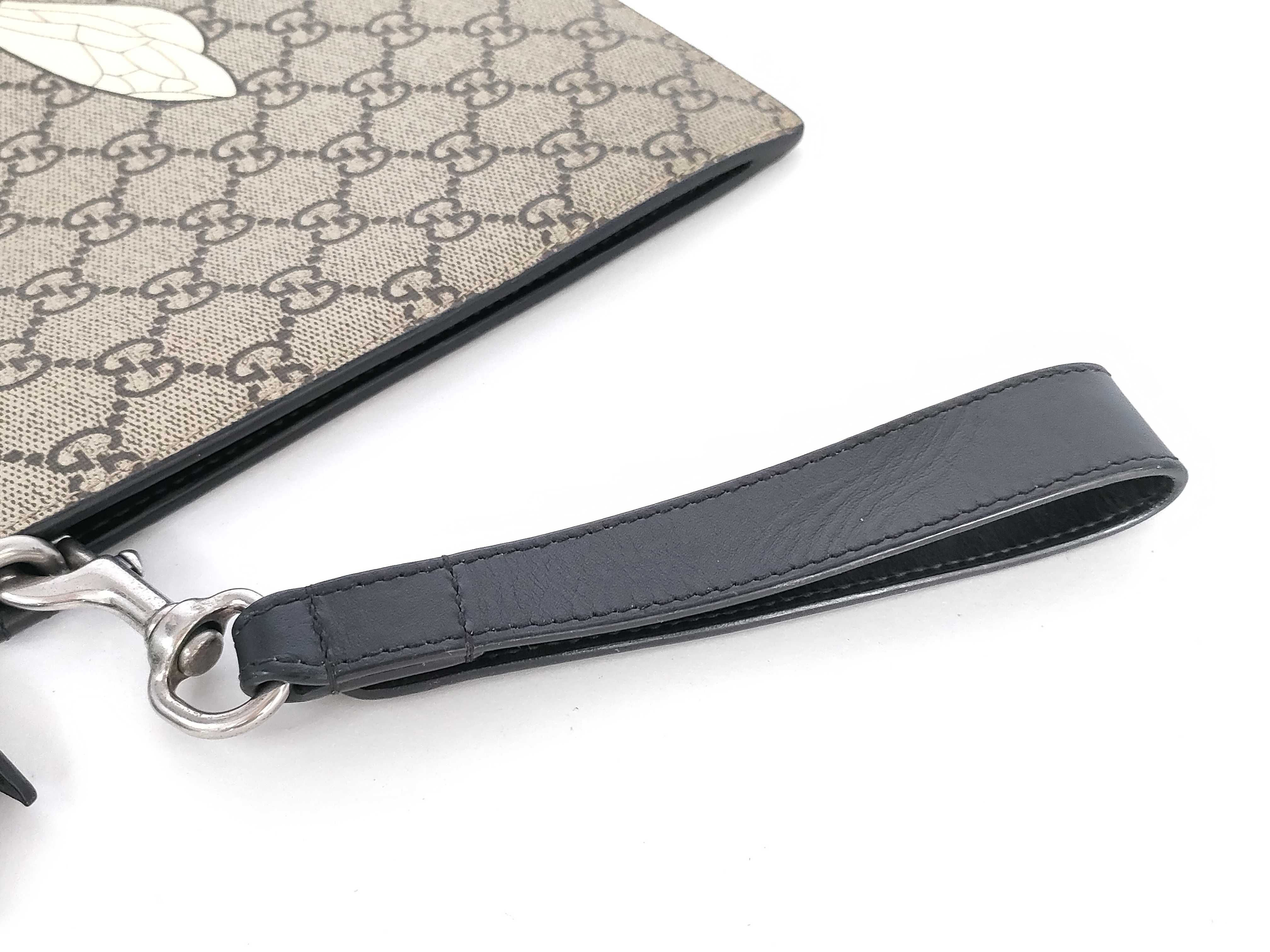 GG Bee Embroidery Clutch Bag, Brown Clutch Bag — view 3