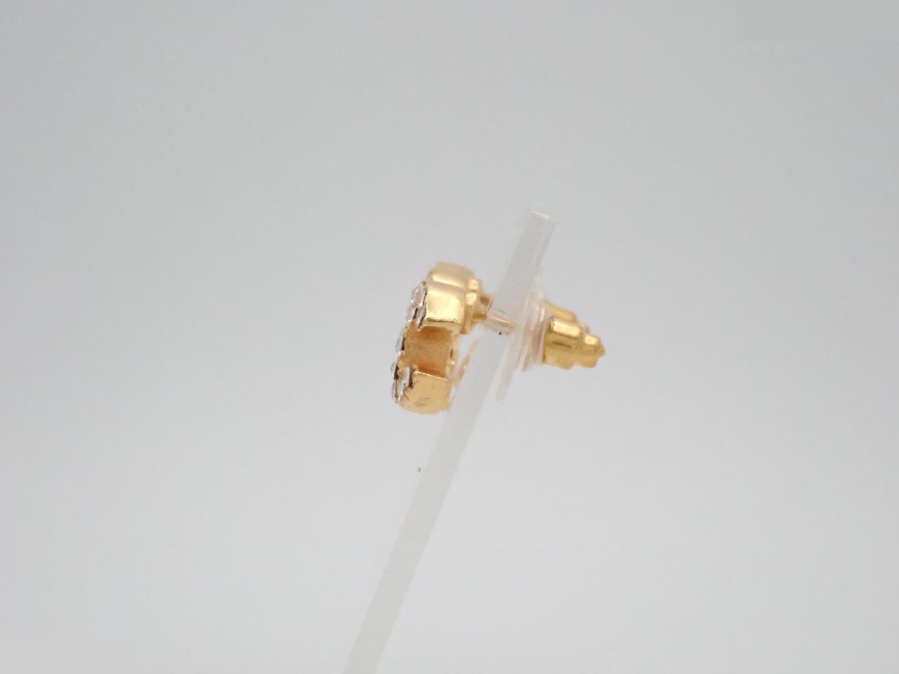 earrings, model 01P, Coco Mark design, rhinestones, gold, 1.3cm wide. — view 3