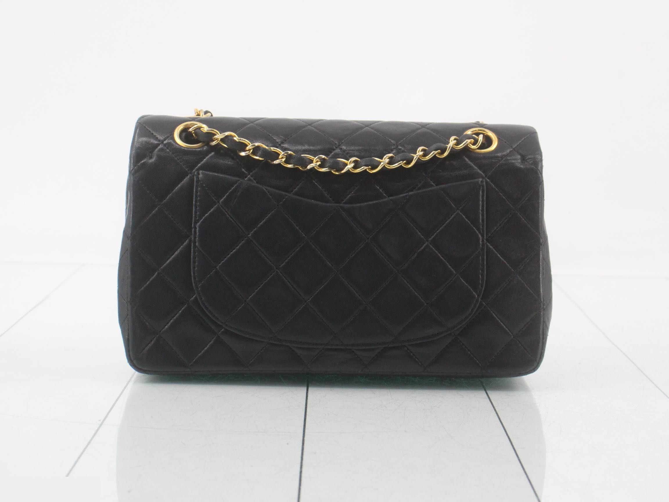 Matelassé Double Flap Lambskin Chain Shoulder Bag, Black — view 2