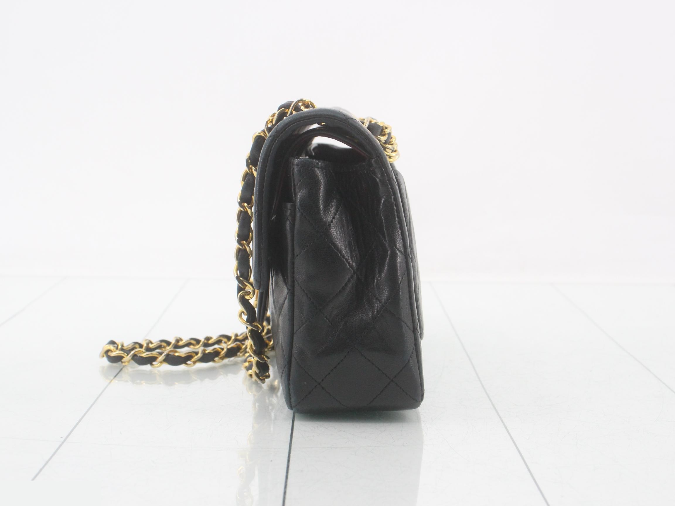 Matelassé Double Flap Lambskin Chain Shoulder Bag, Black — view 3