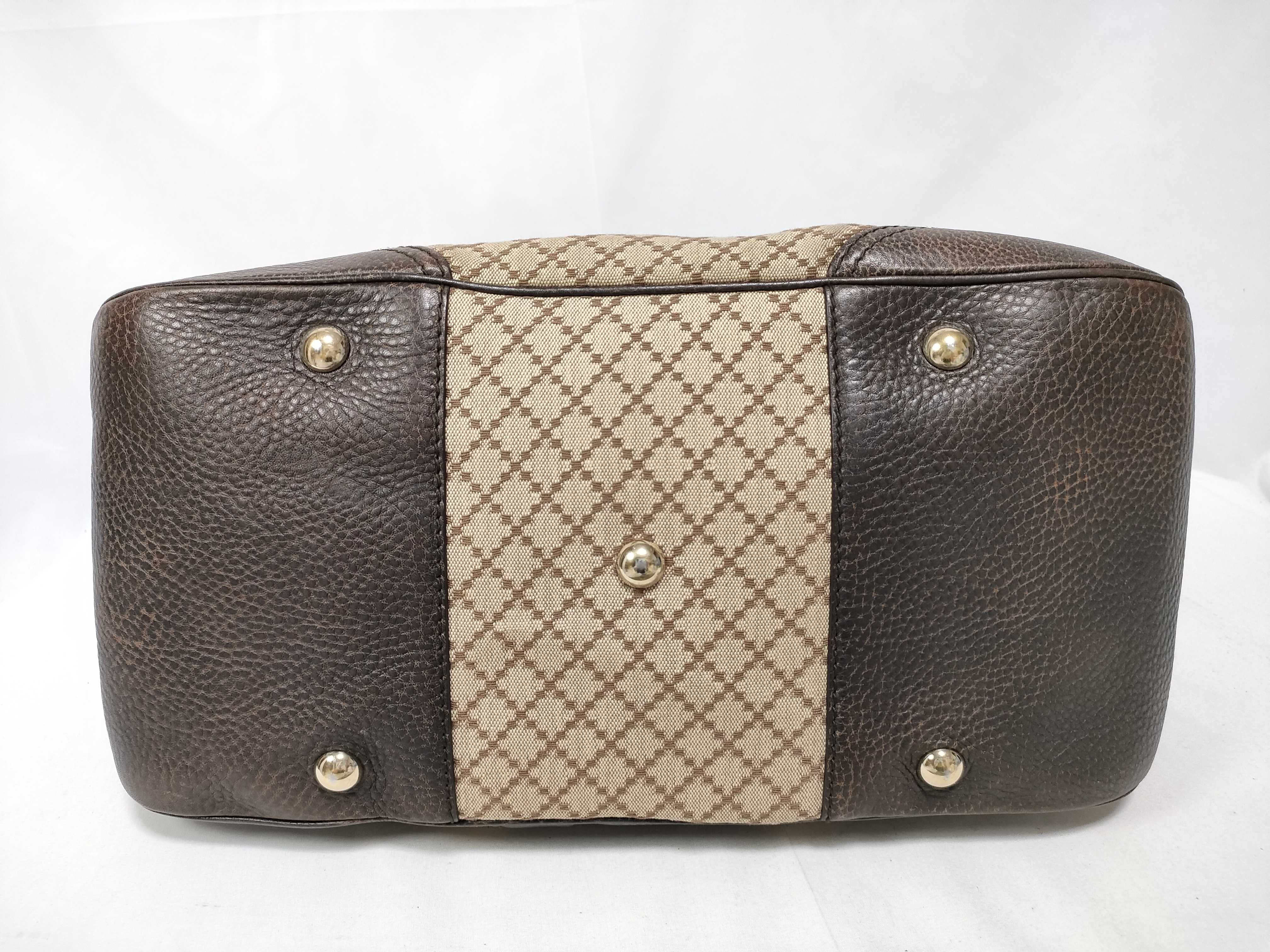 Brown GG Canvas Diagonal Horsebit Handbag — view 3