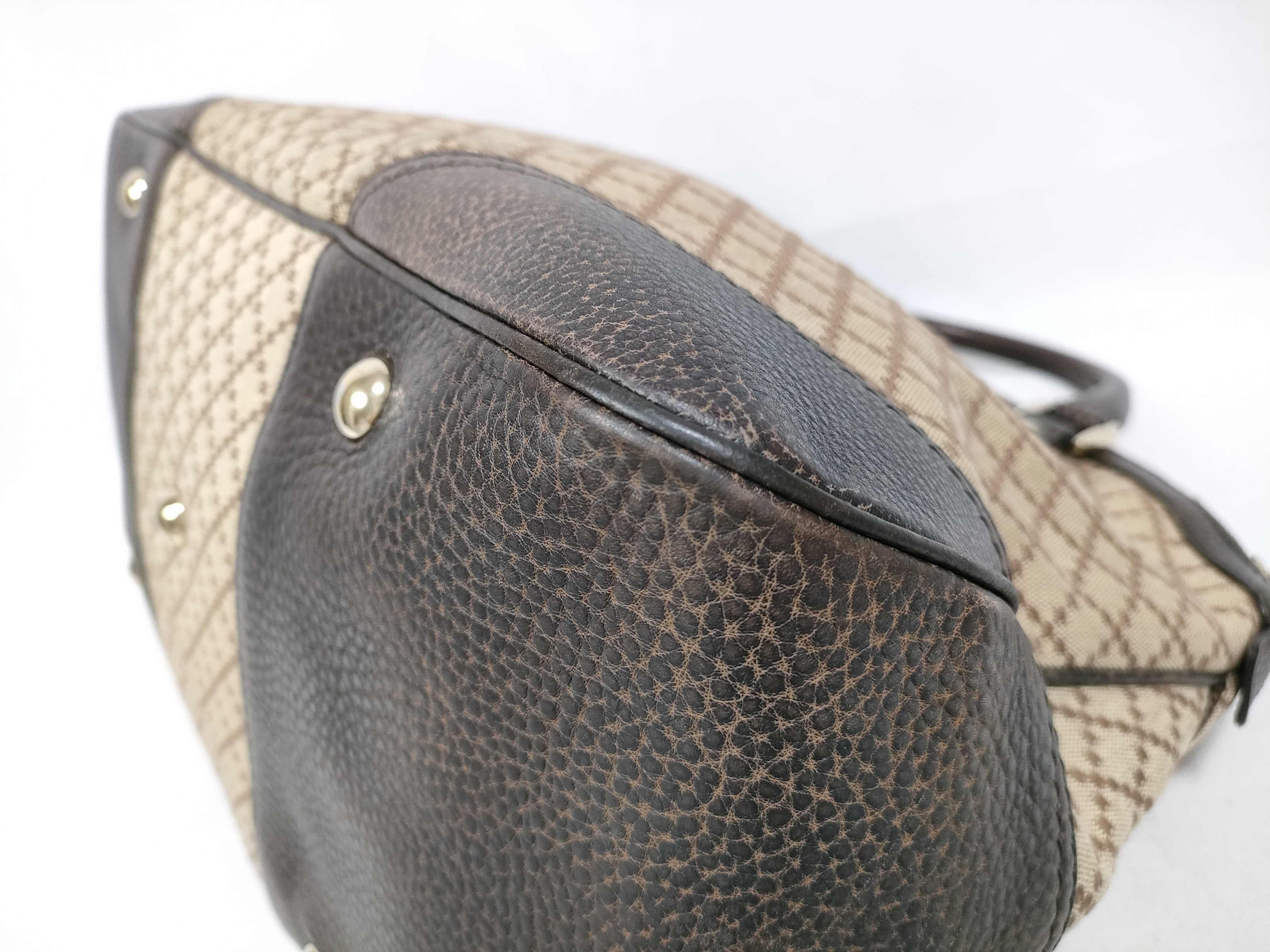 Brown GG Canvas Diagonal Horsebit Handbag — view 4