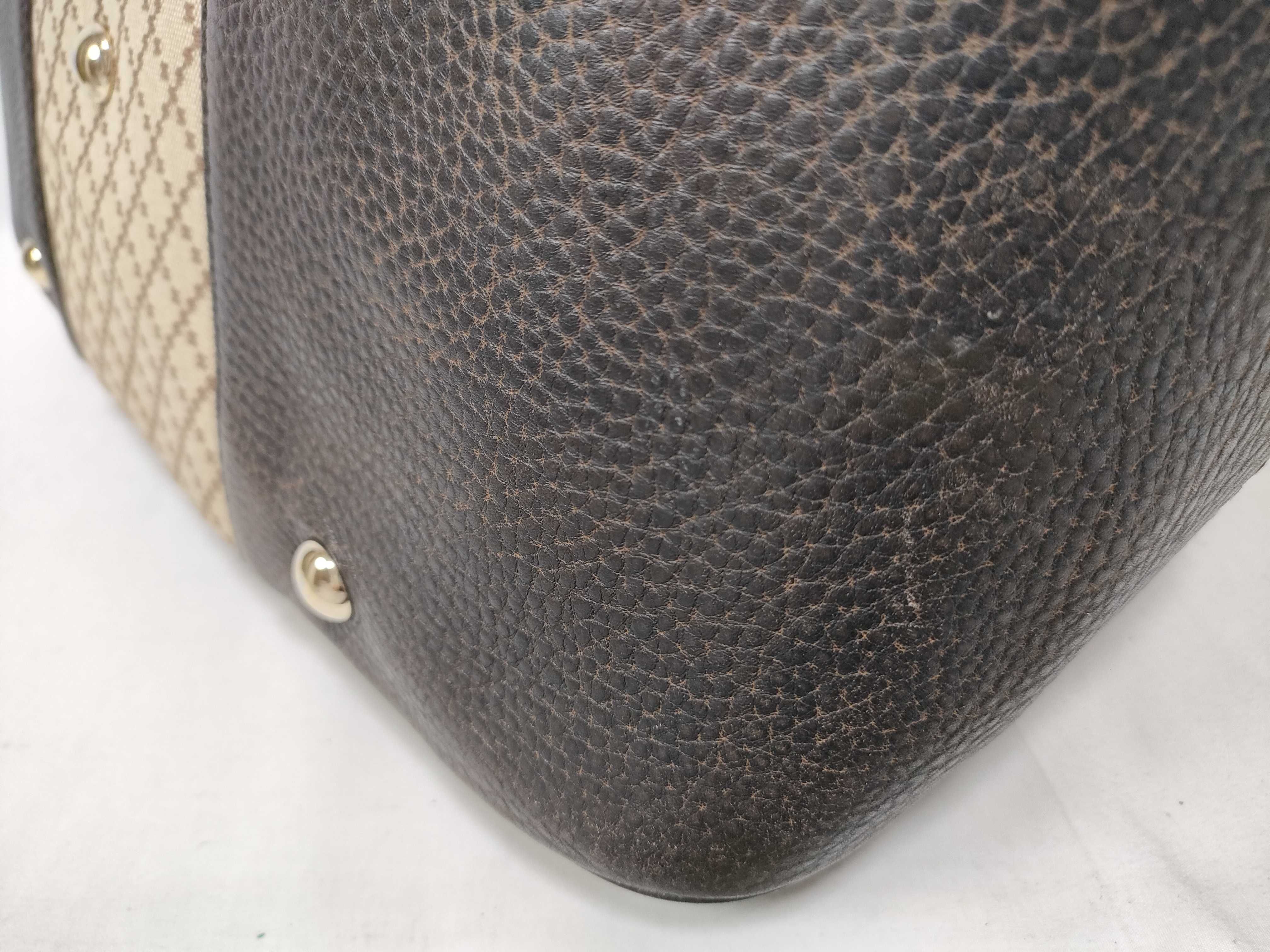 Brown GG Canvas Diagonal Horsebit Handbag — view 5