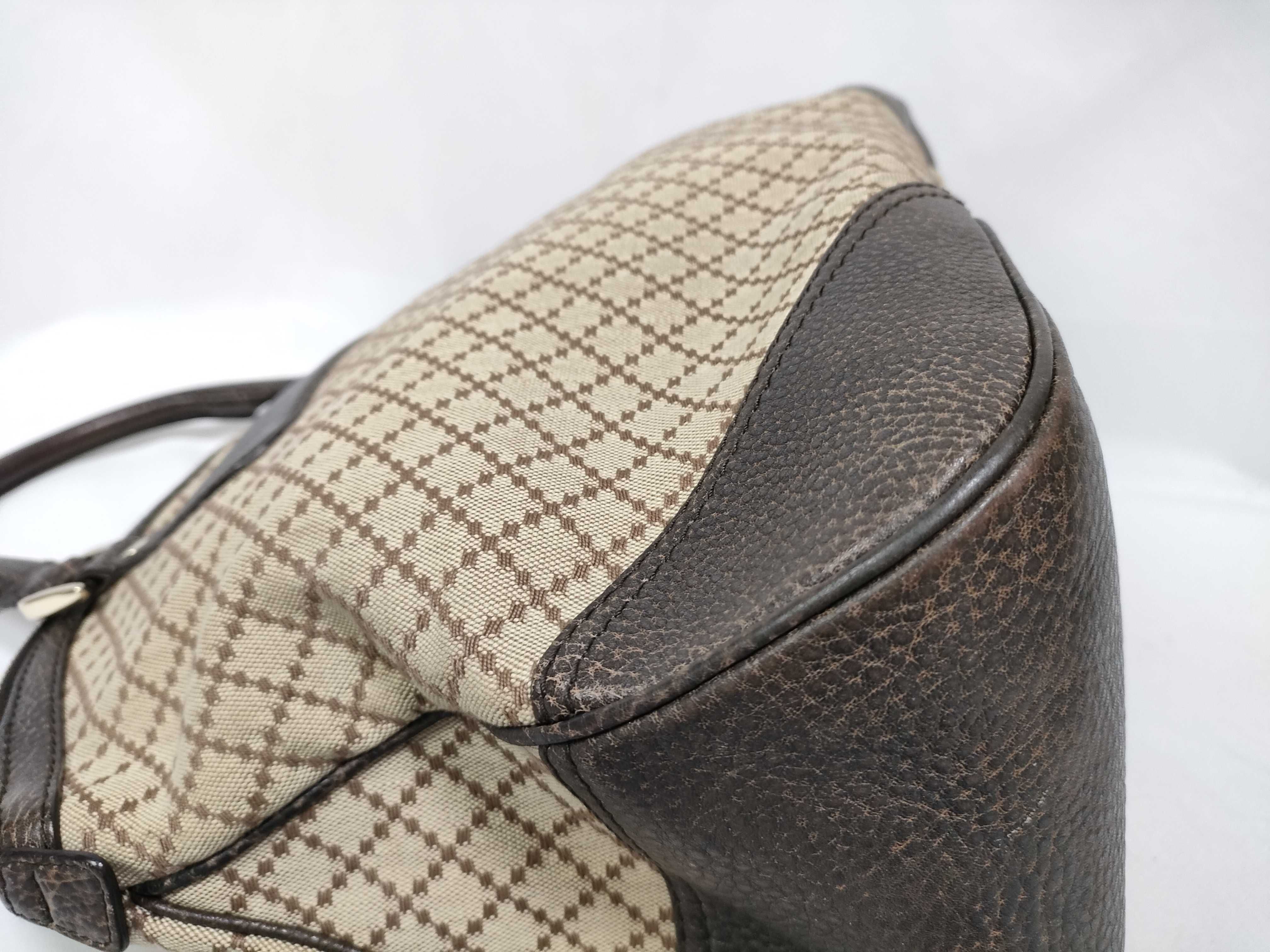 Brown GG Canvas Diagonal Horsebit Handbag — view 6