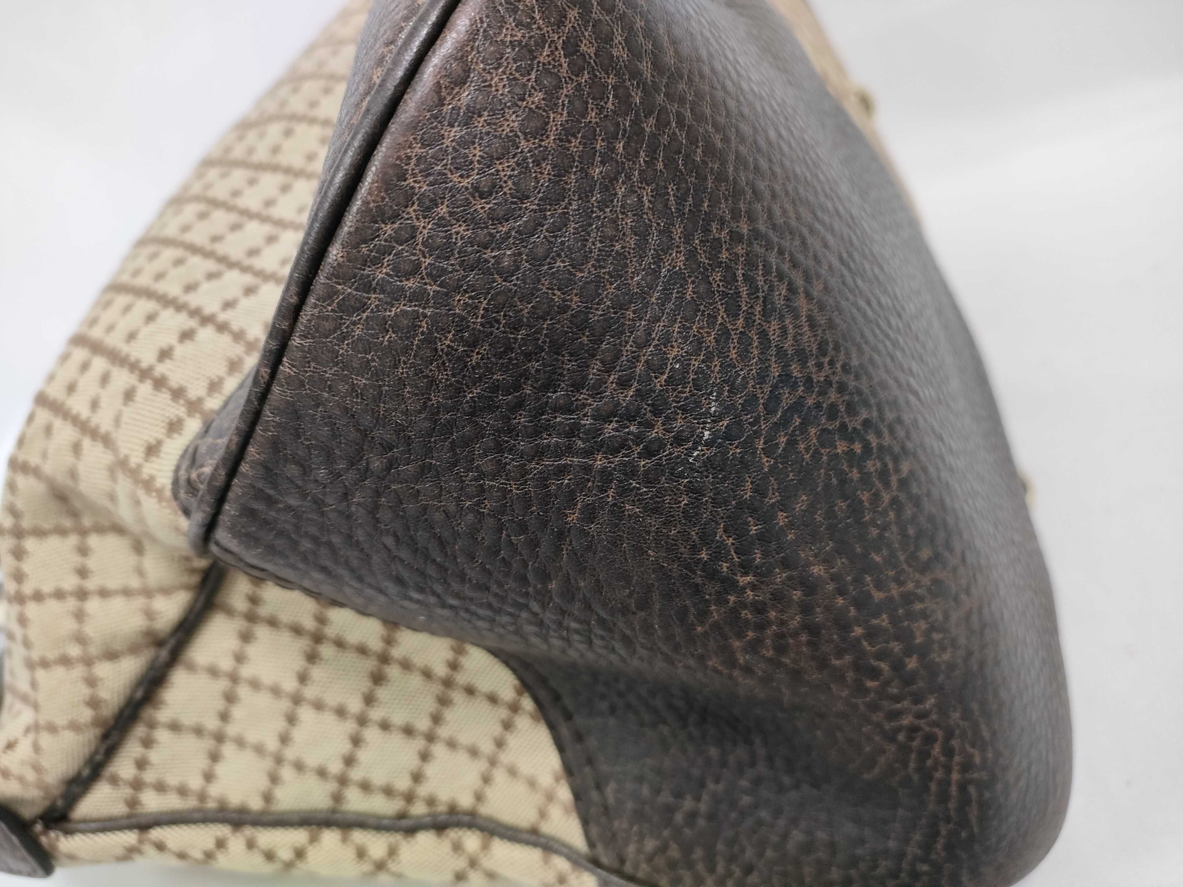 Brown GG Canvas Diagonal Horsebit Handbag — view 7