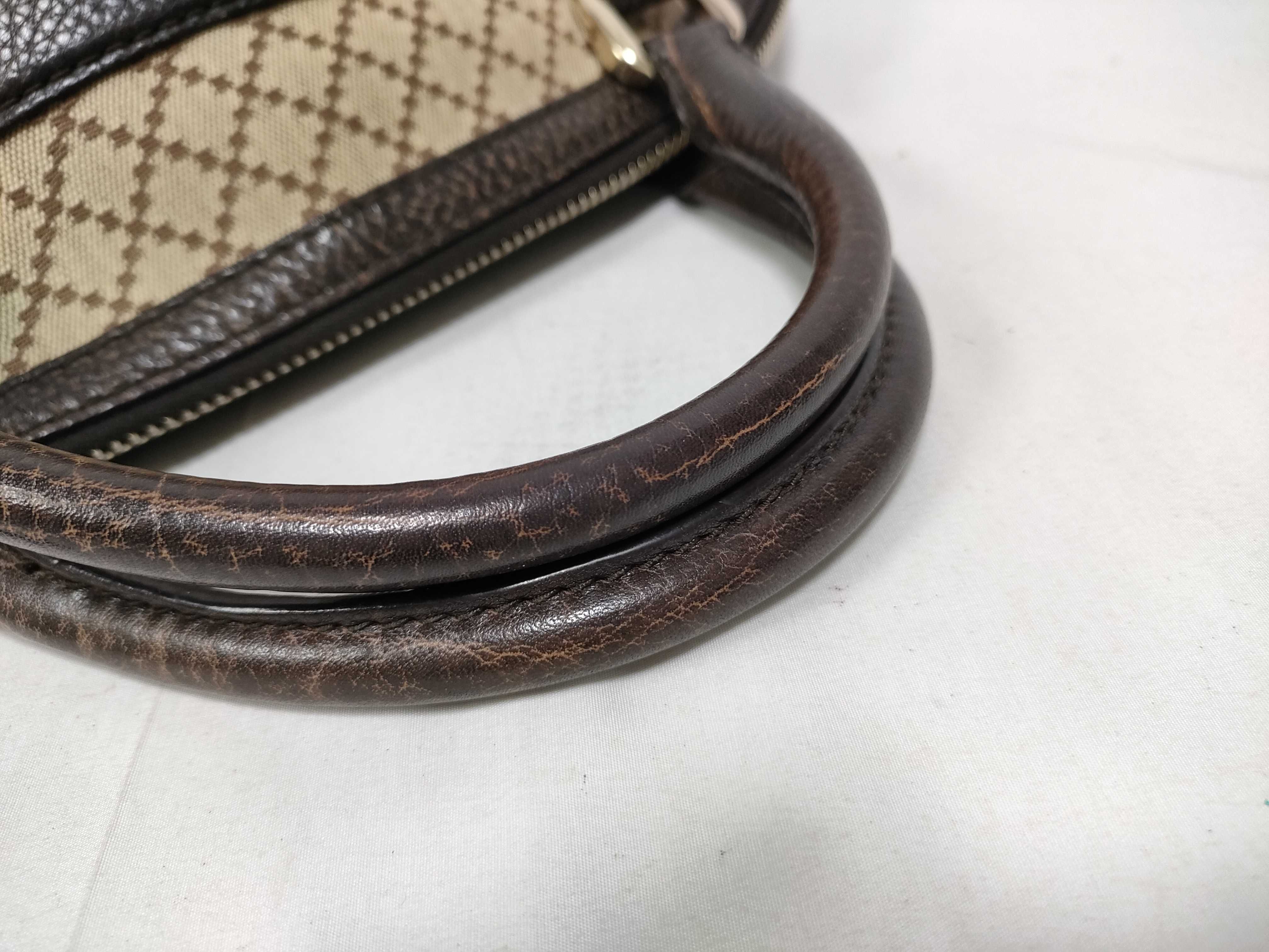 Brown GG Canvas Diagonal Horsebit Handbag — view 8