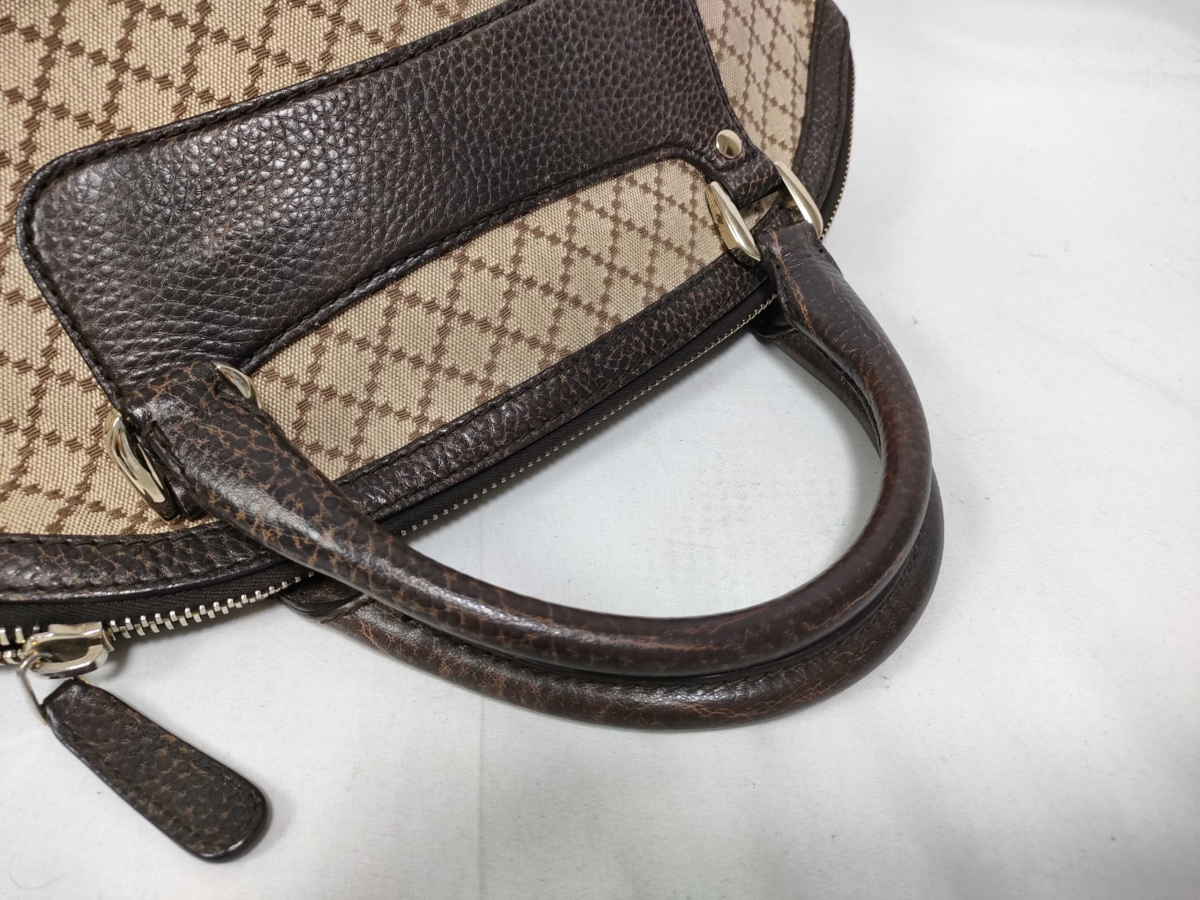 Brown GG Canvas Diagonal Horsebit Handbag — view 9