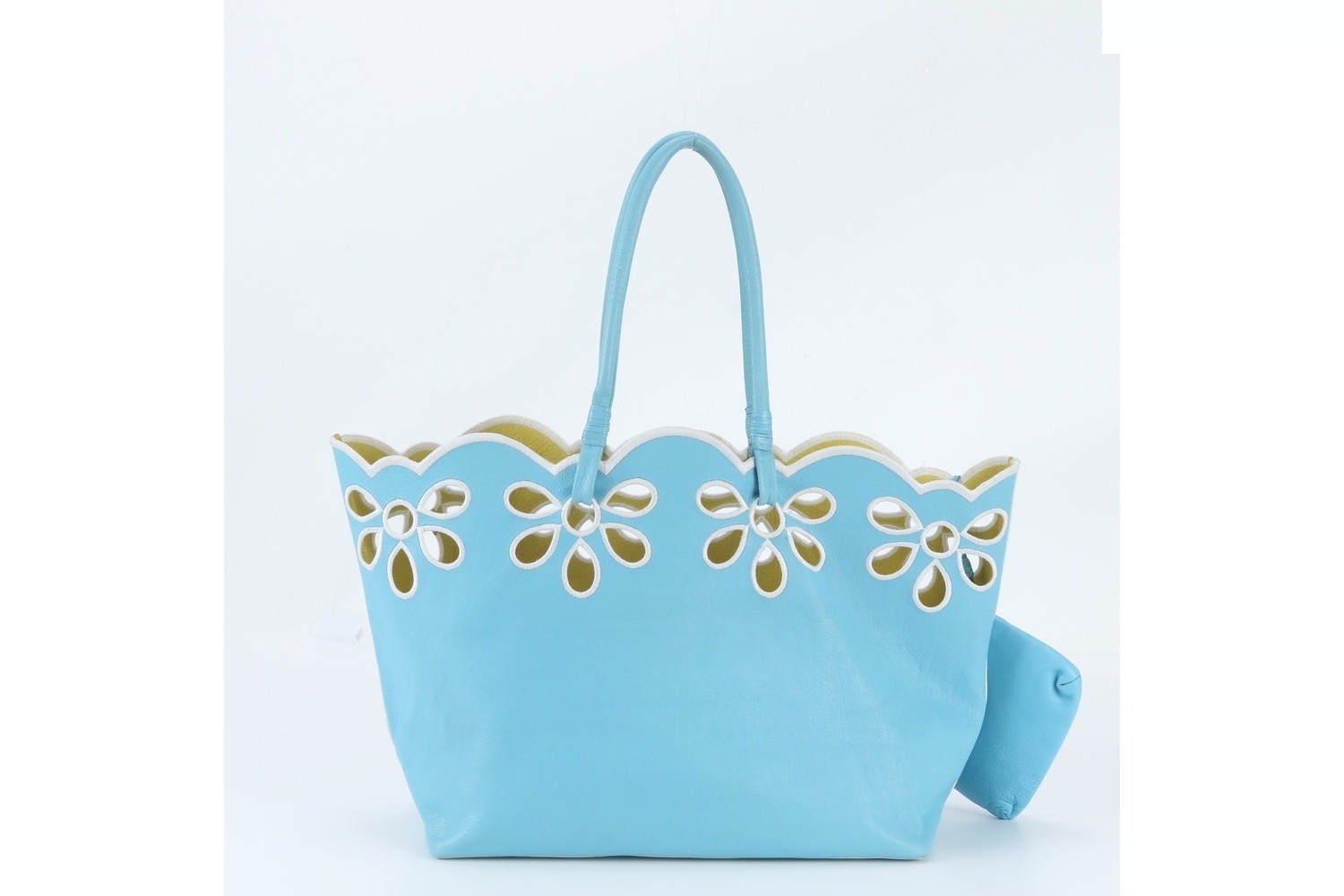 Flower motif leather tote bag — view 3