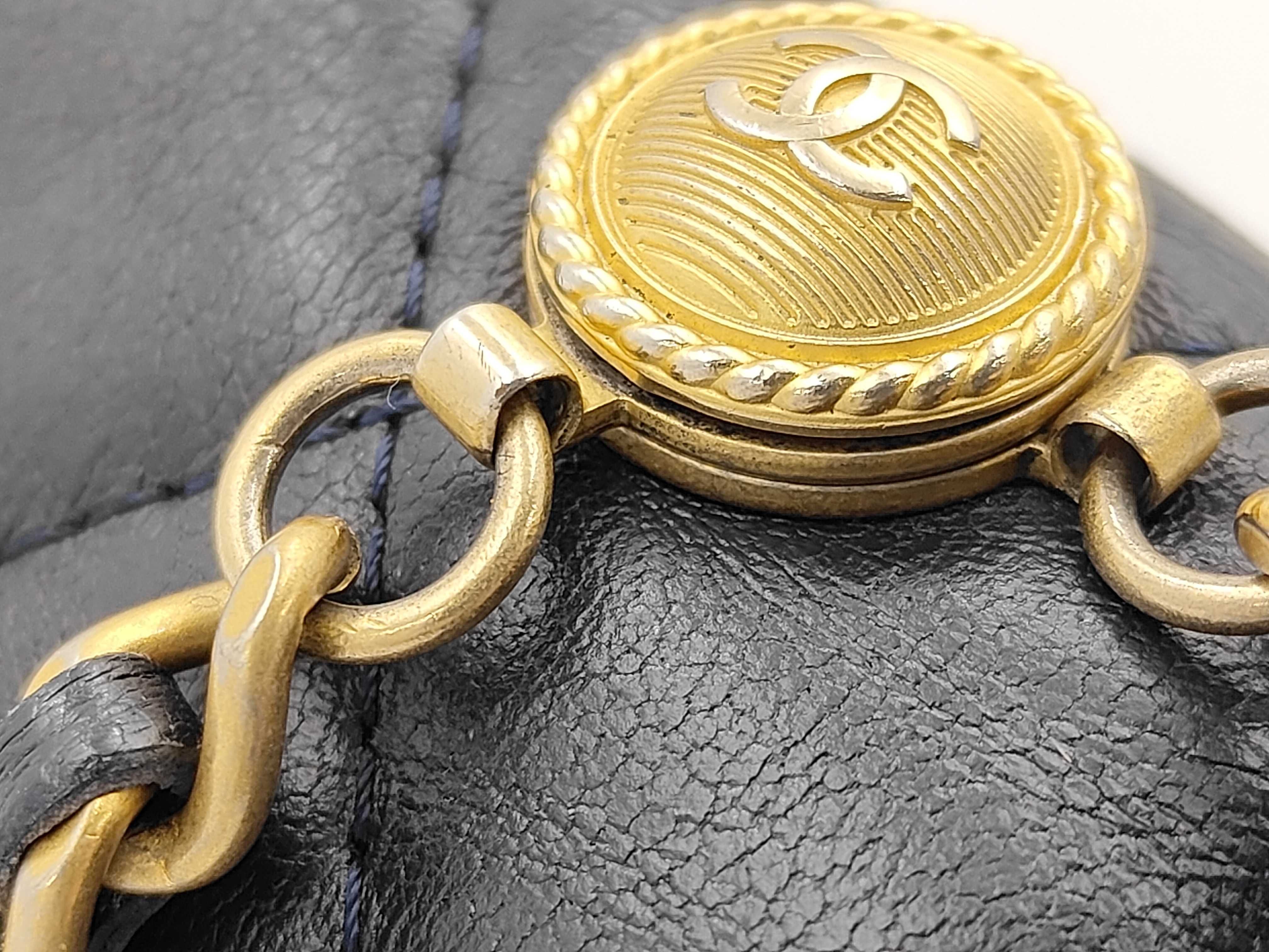 Matelassé Chain Wallet, Lambskin, Navy Bag — view 7