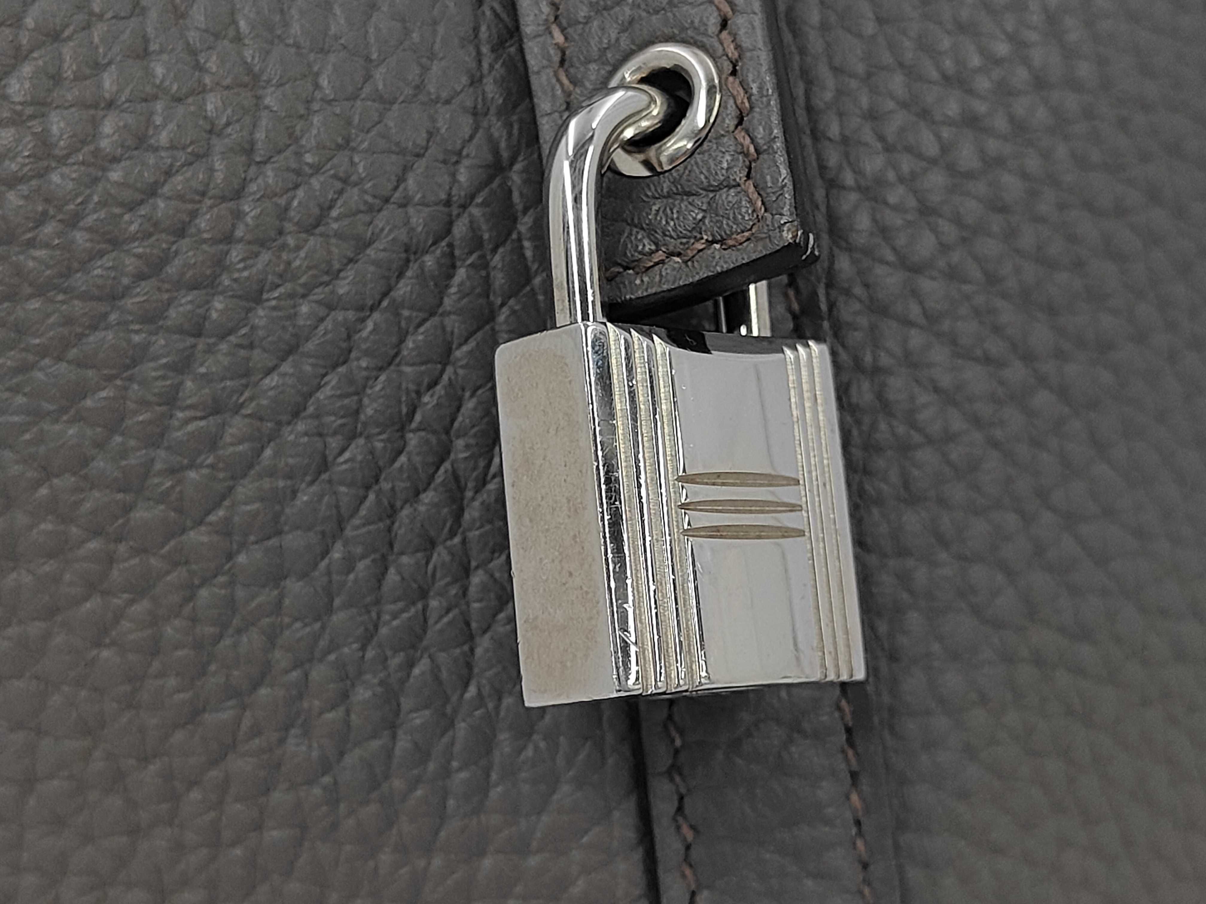 Picotin Lock MM Taurillon Leather Etoupe X Stamp Silver Hardware Handbag — view 11