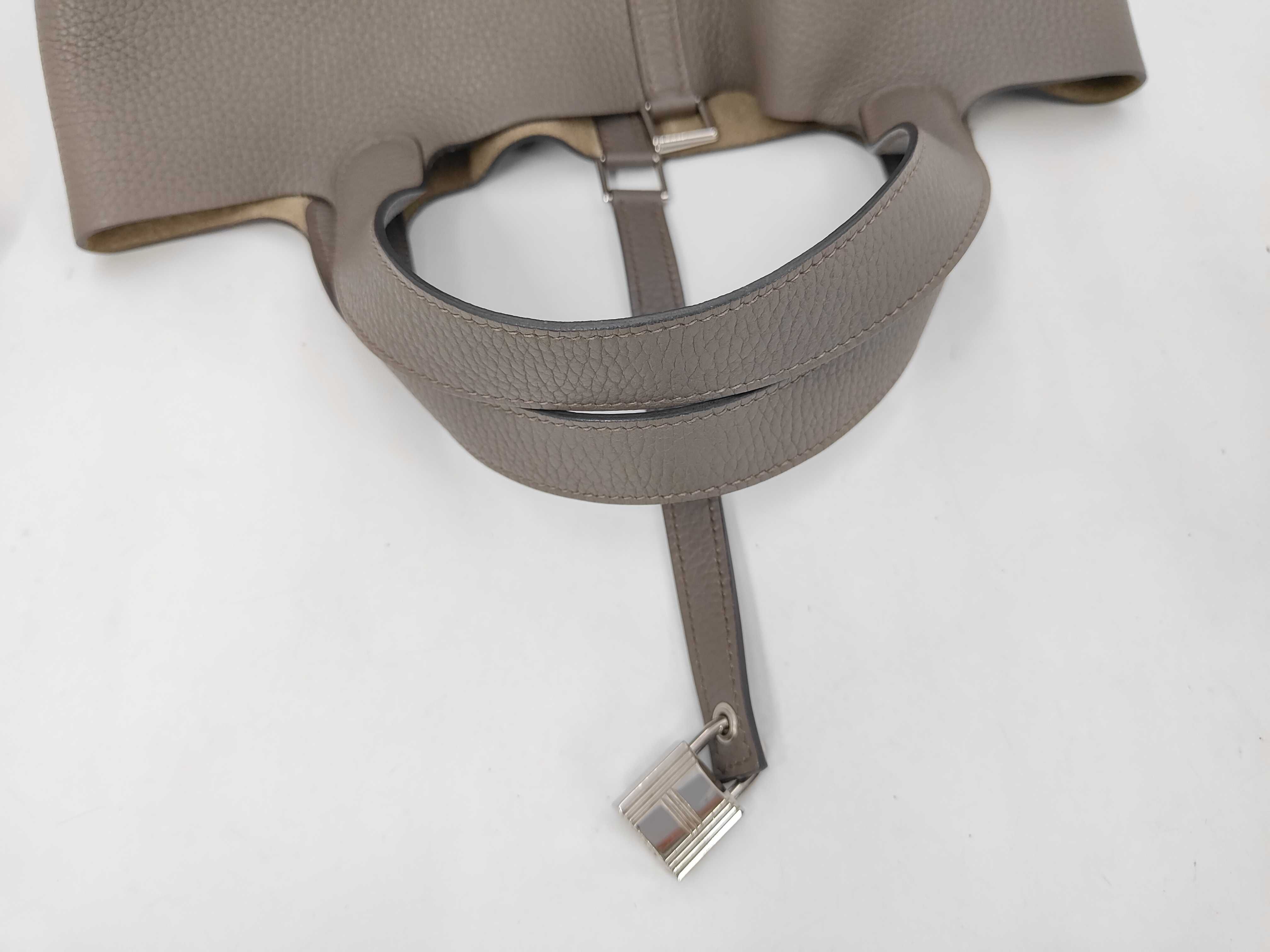 Picotin Lock MM Taurillon Leather Etoupe X Stamp Silver Hardware Handbag — view 8