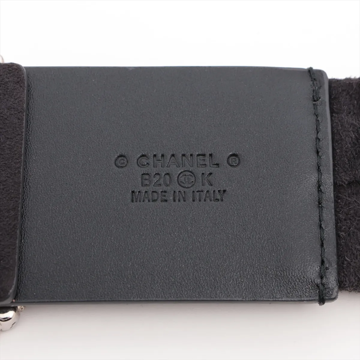 Coco Mark B20 Belt, Size 80, Suede, Black. Shows wear, — view 5