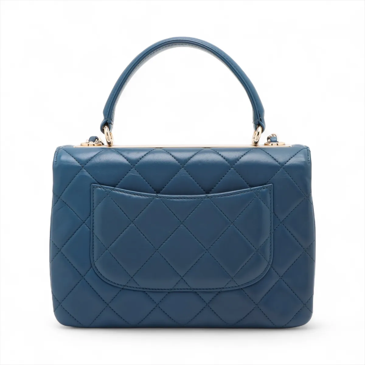 Trendy CC Lambskin 2WAY Handbag Blue Gold Hardware 24732875 24th Series — view 2