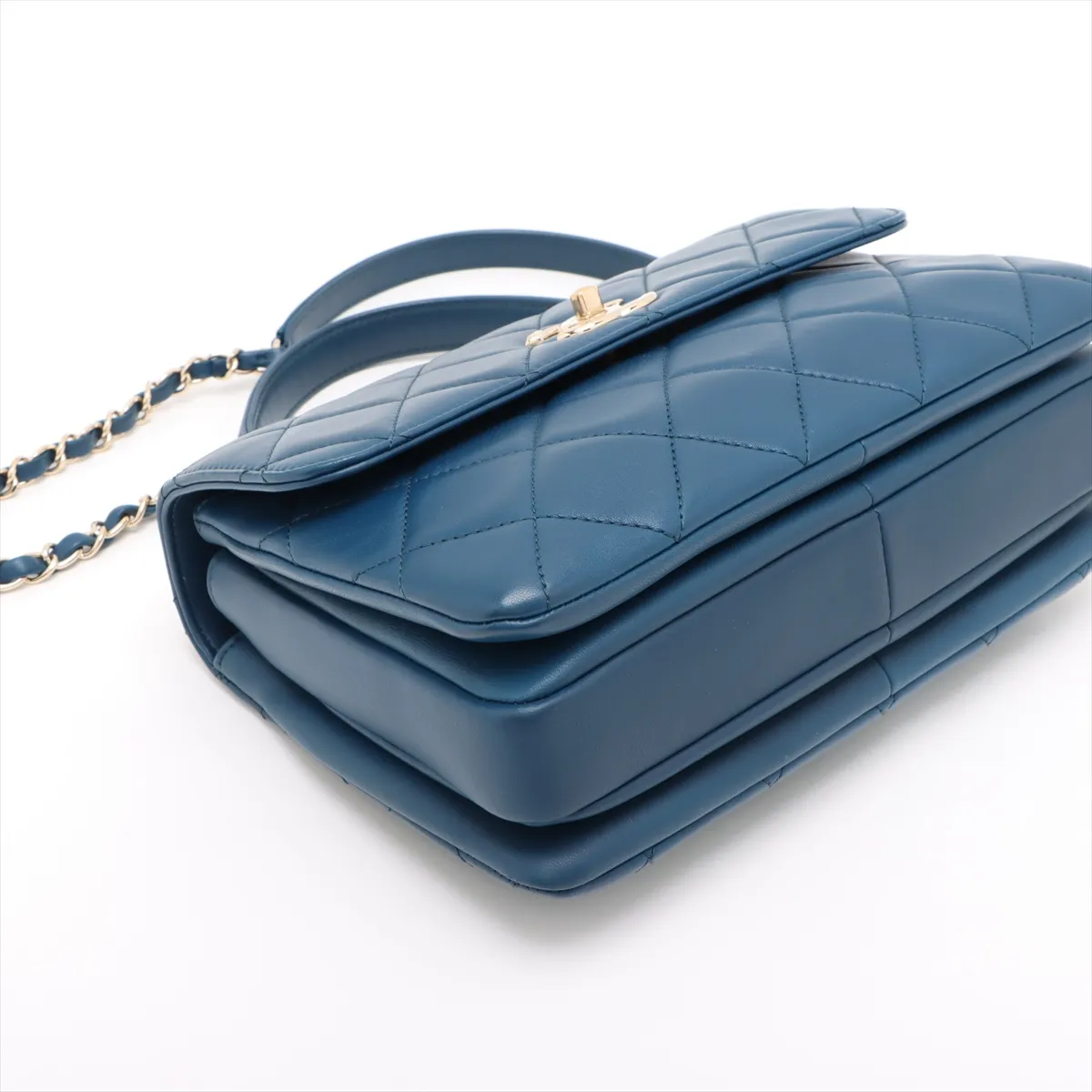 Trendy CC Lambskin 2WAY Handbag Blue Gold Hardware 24732875 24th Series — view 4
