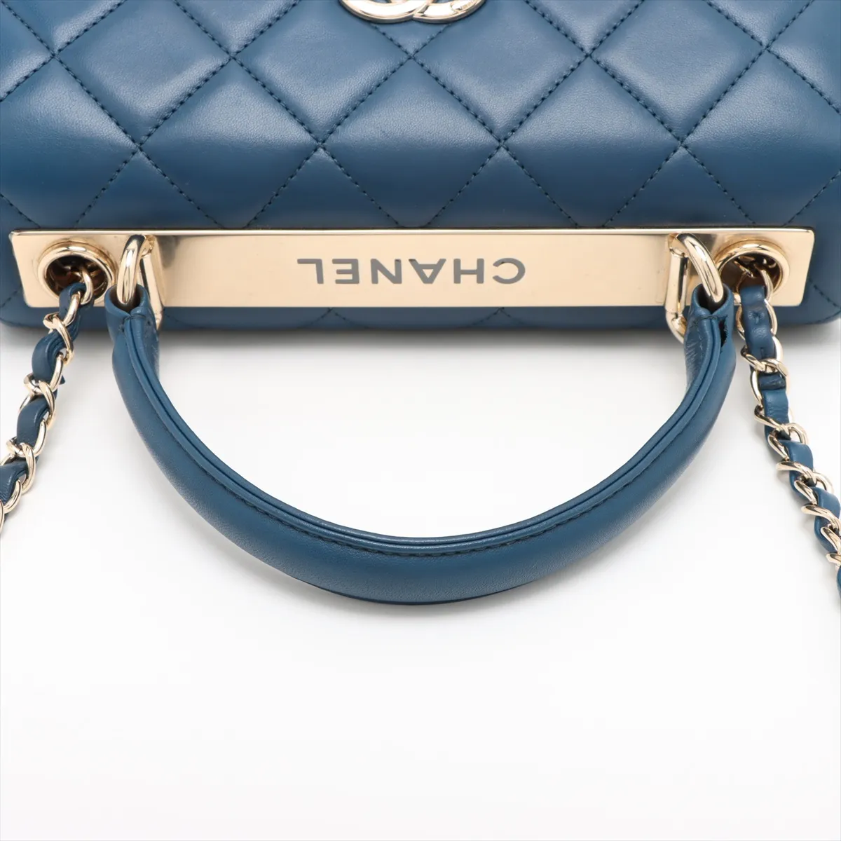 Trendy CC Lambskin 2WAY Handbag Blue Gold Hardware 24732875 24th Series — view 5