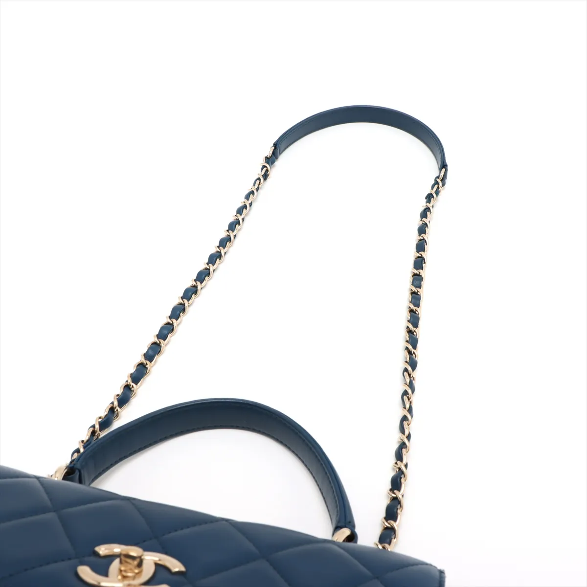 Trendy CC Lambskin 2WAY Handbag Blue Gold Hardware 24732875 24th Series — view 7