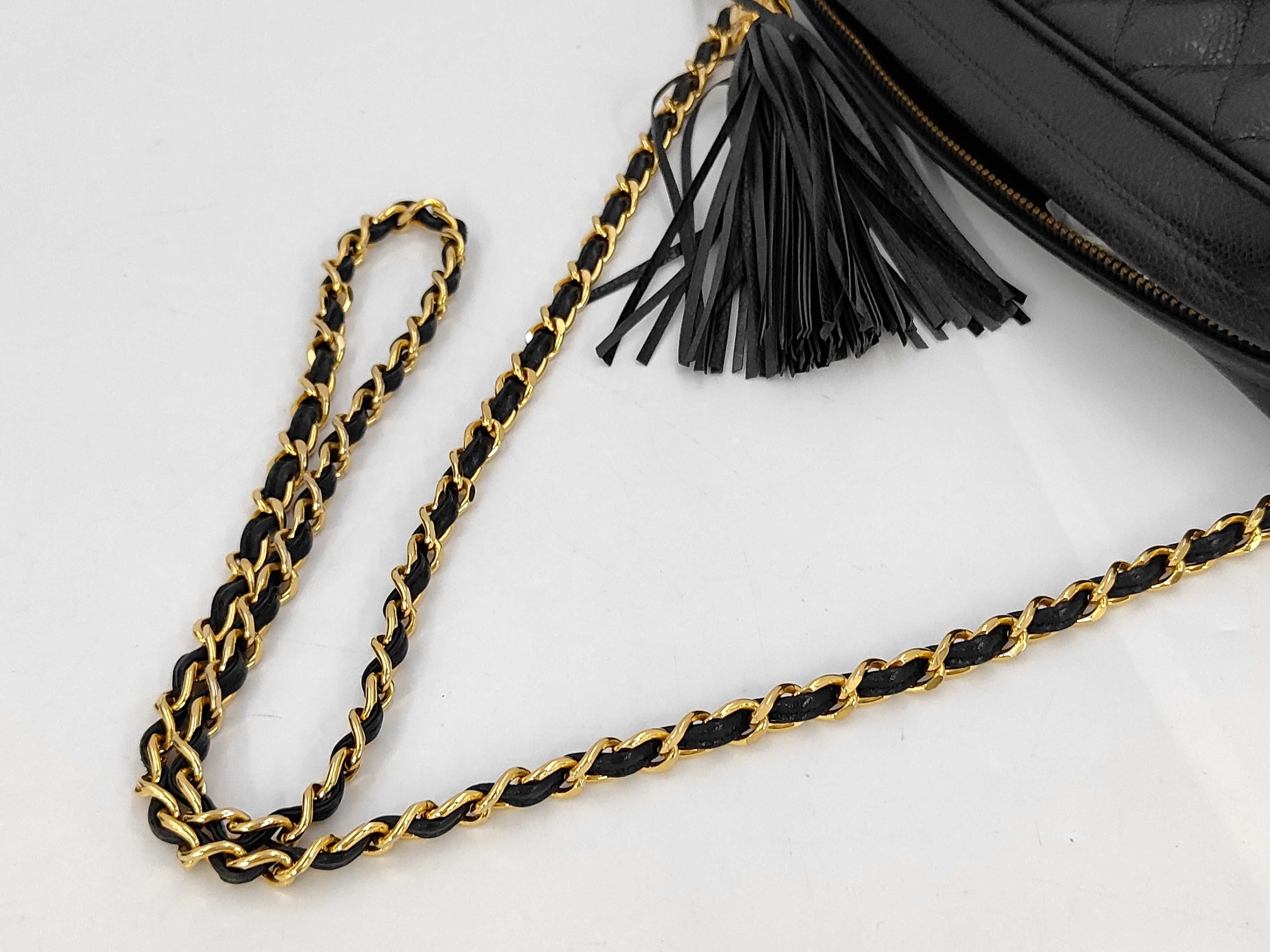 Caviar Skin Matelassé Fringe Chain Shoulder Bag — view 5