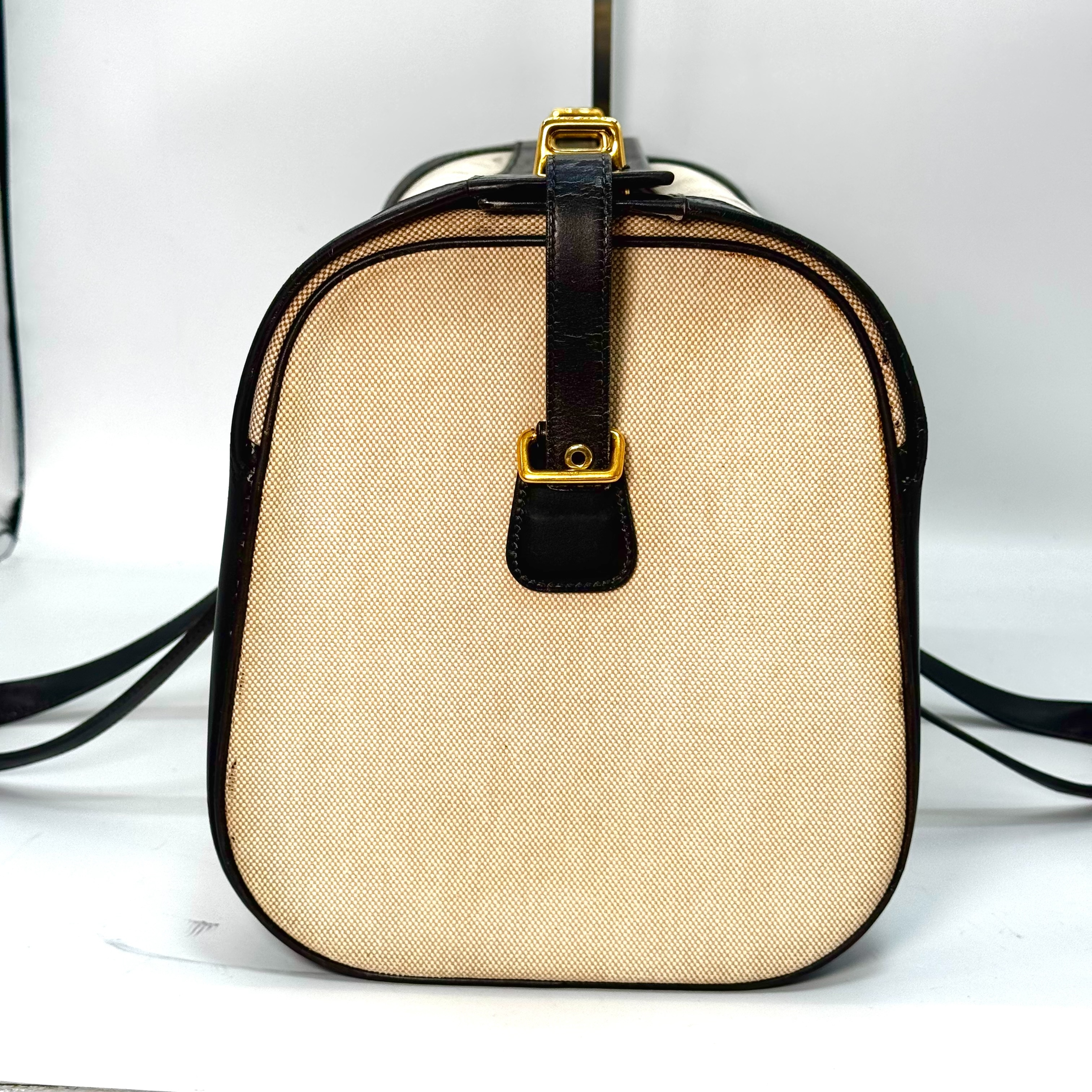 Boston bag, beige canvas and leather. — view 4
