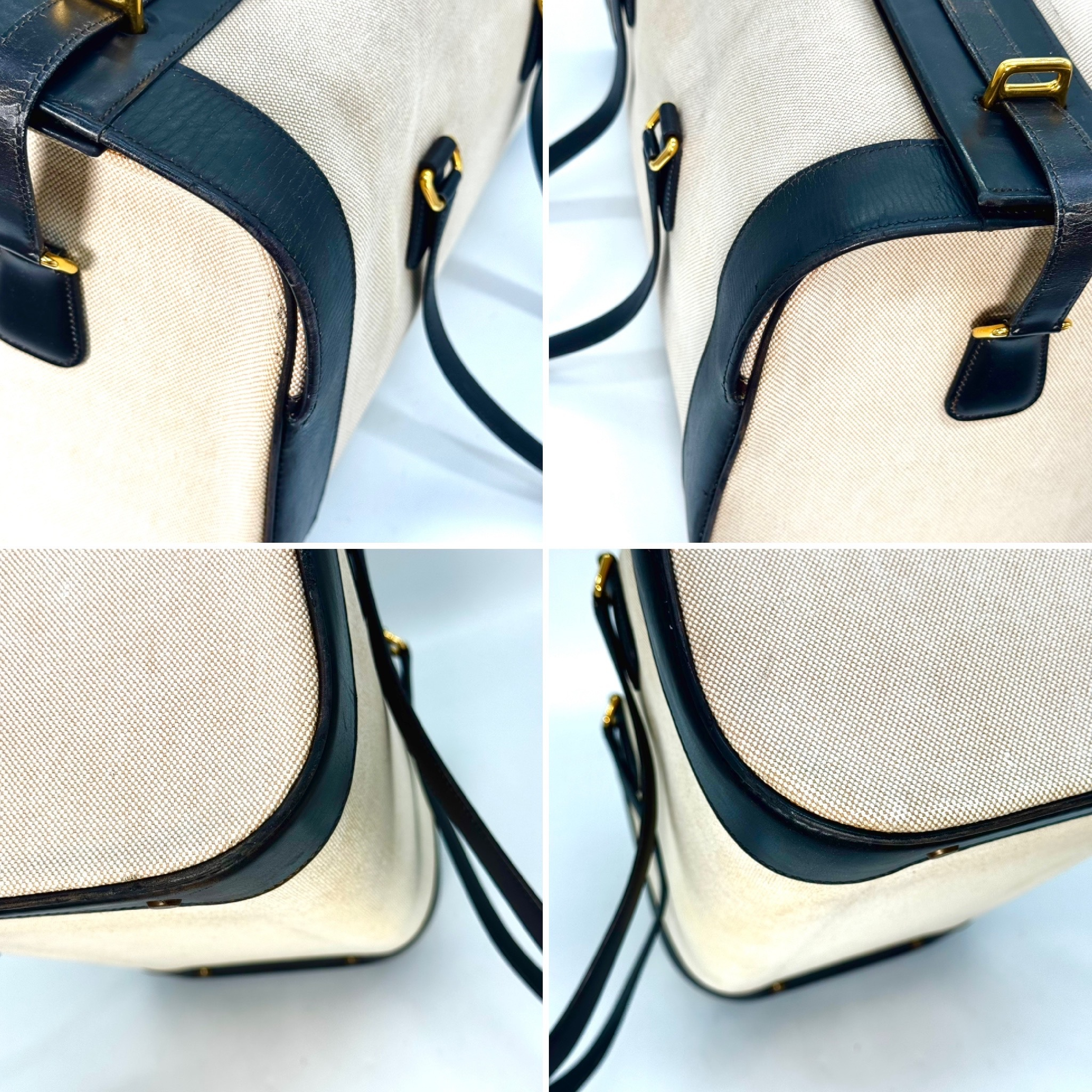 Boston bag, beige canvas and leather. — view 6