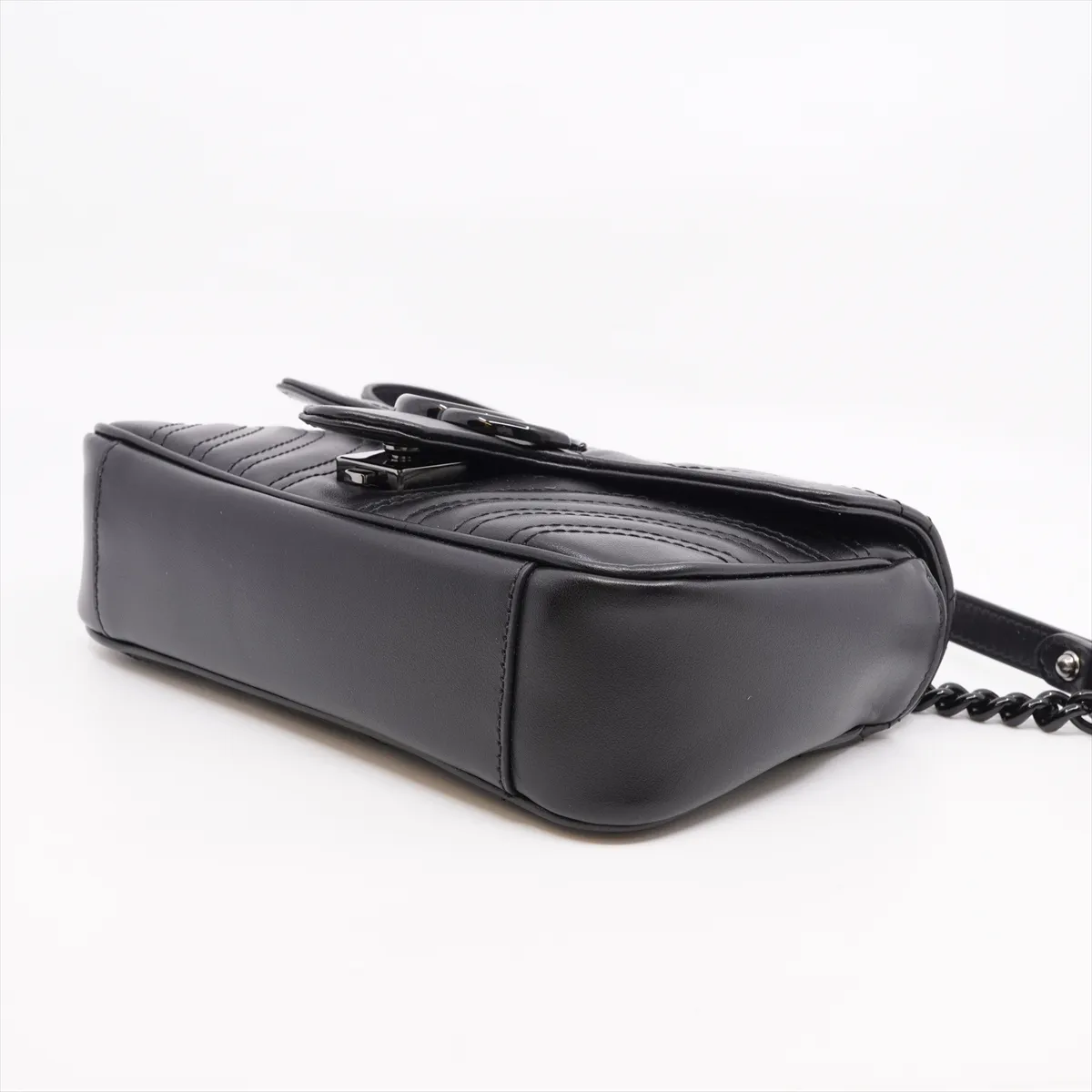 GG Marmont 446744 Leather Chain Shoulder Bag Black 446744-DTDFV-1000 Storage bag included — view 3
