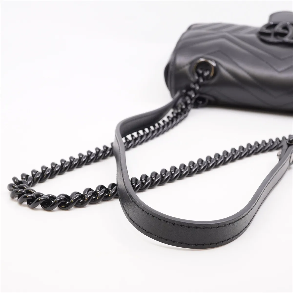 GG Marmont 446744 Leather Chain Shoulder Bag Black 446744-DTDFV-1000 Storage bag included — view 5