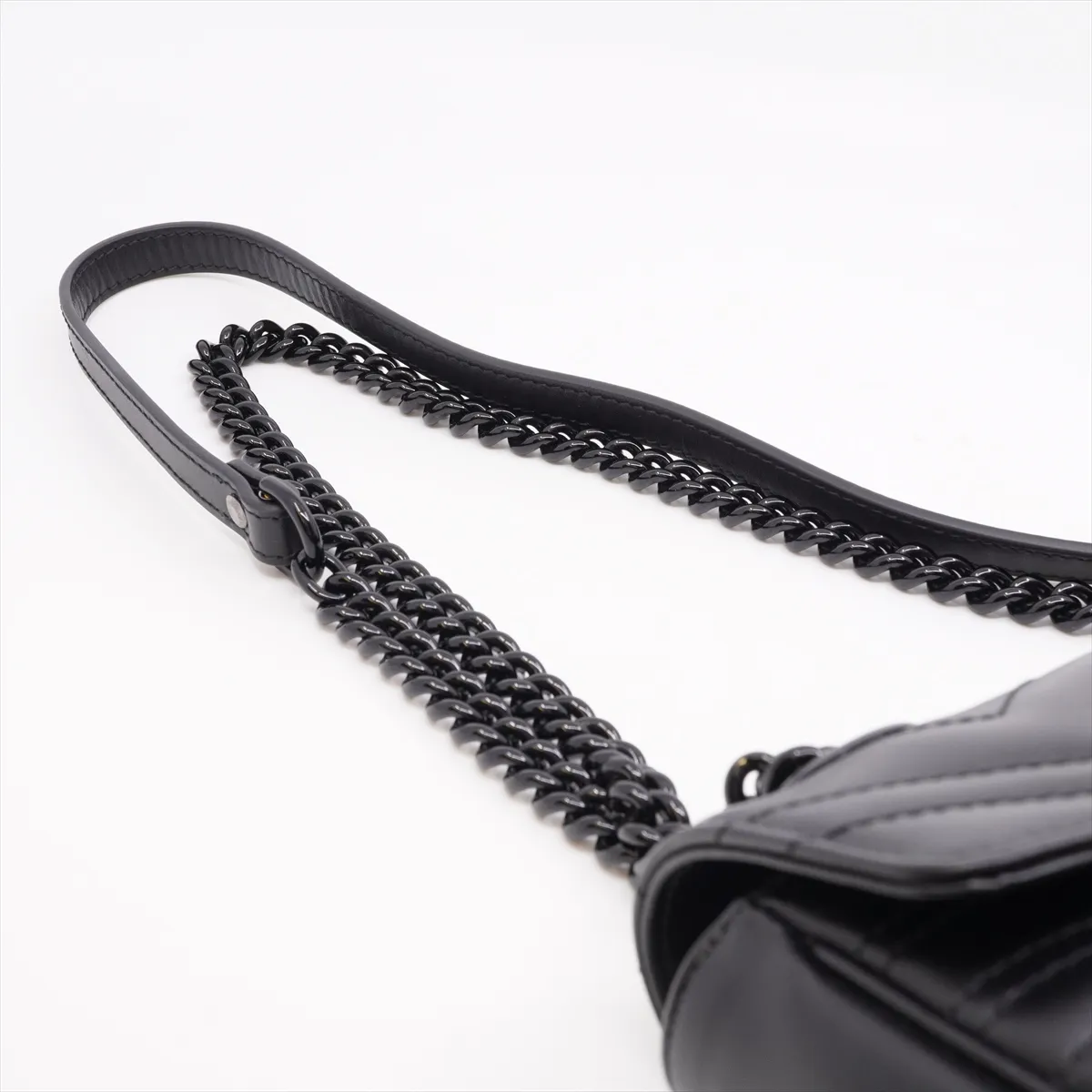 GG Marmont 446744 Leather Chain Shoulder Bag Black 446744-DTDFV-1000 Storage bag included — view 6