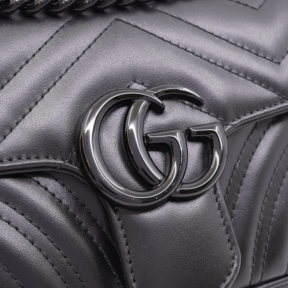 GG Marmont 446744 Leather Chain Shoulder Bag Black 446744-DTDFV-1000 Storage bag included — view 8