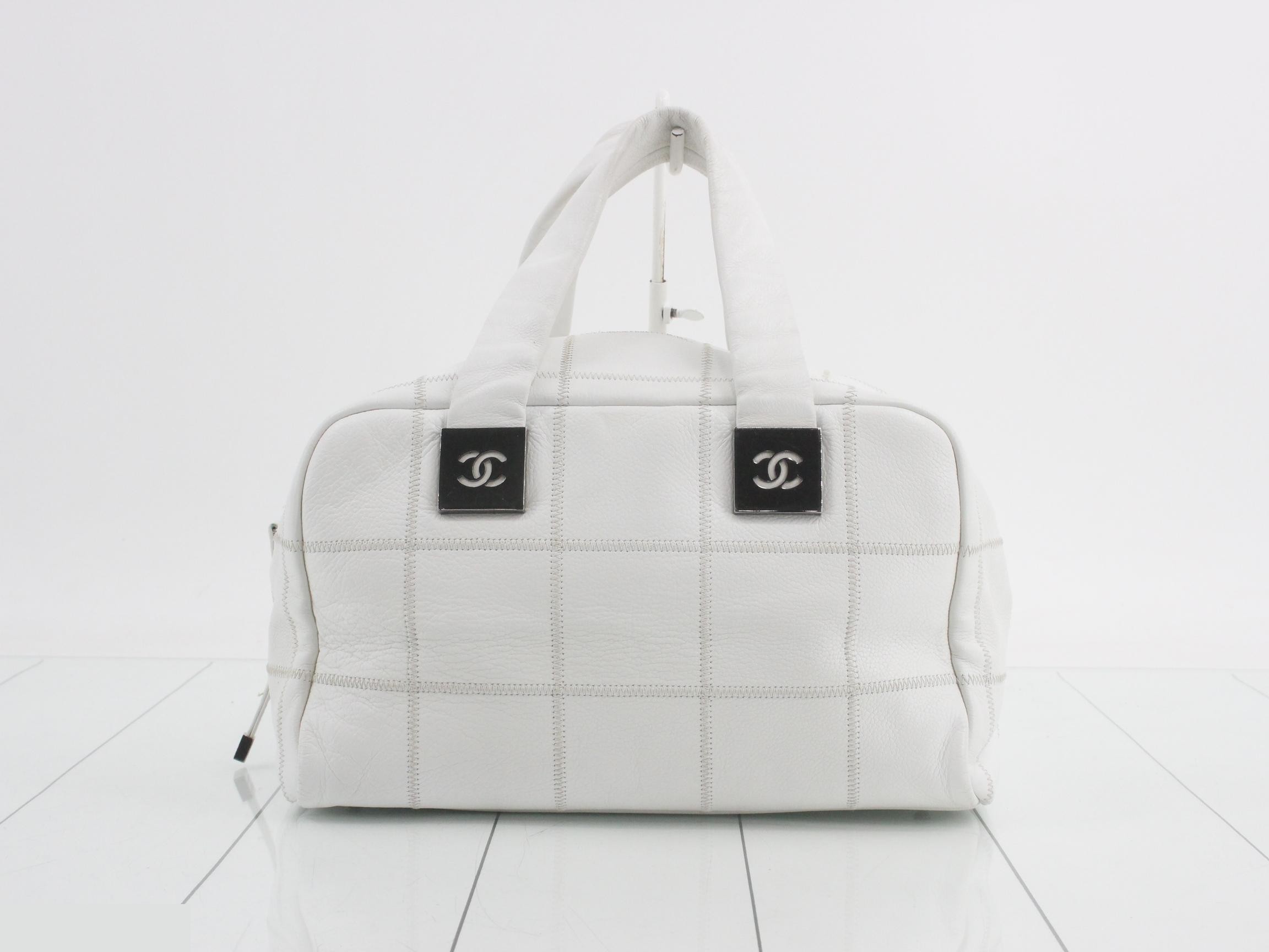 Boston bag, Coco Mark, white, leather