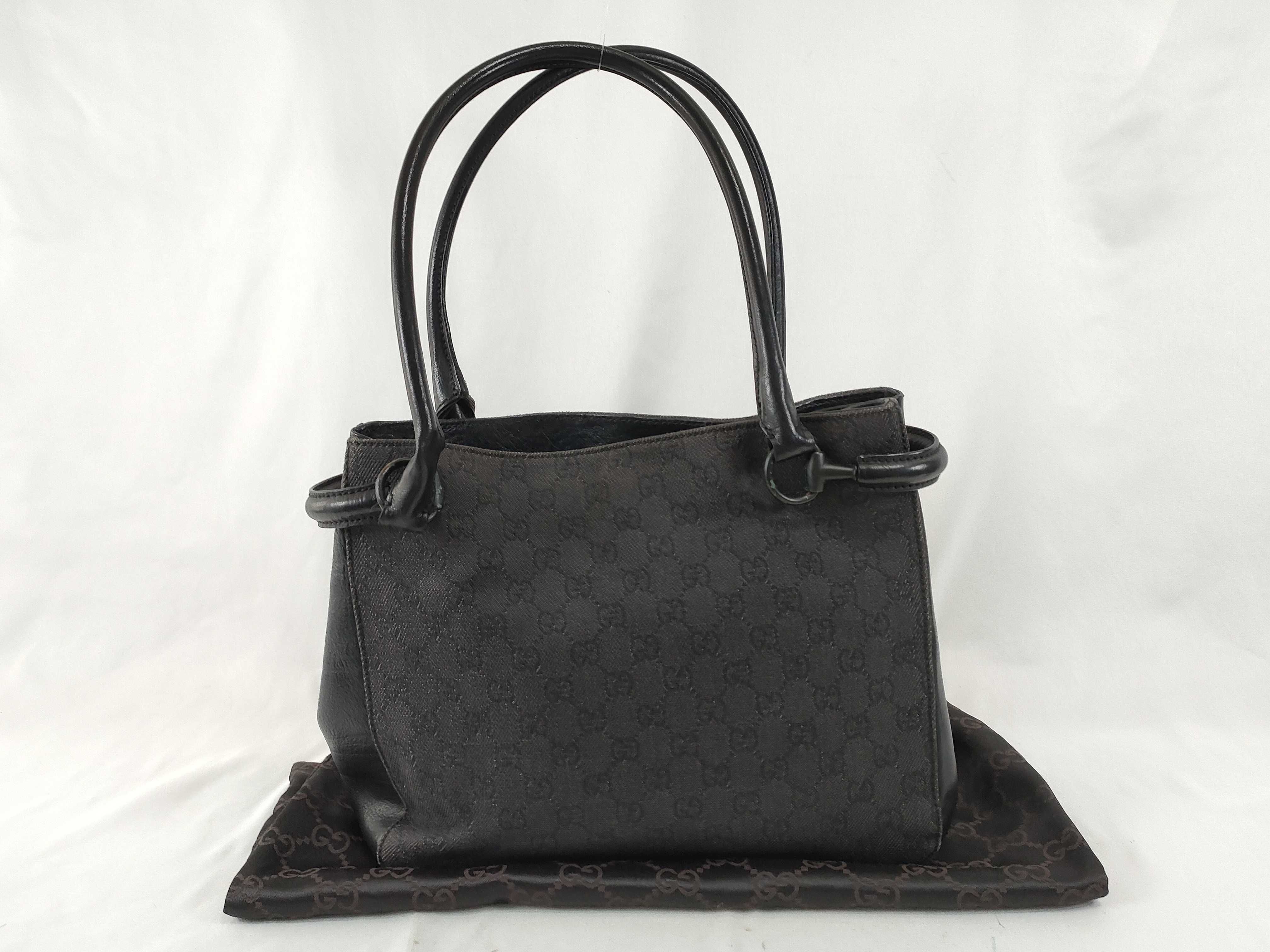 GG Canvas Leather Tote Bag (101971) - Black, Shoulder Bag, Dust Bag Included.