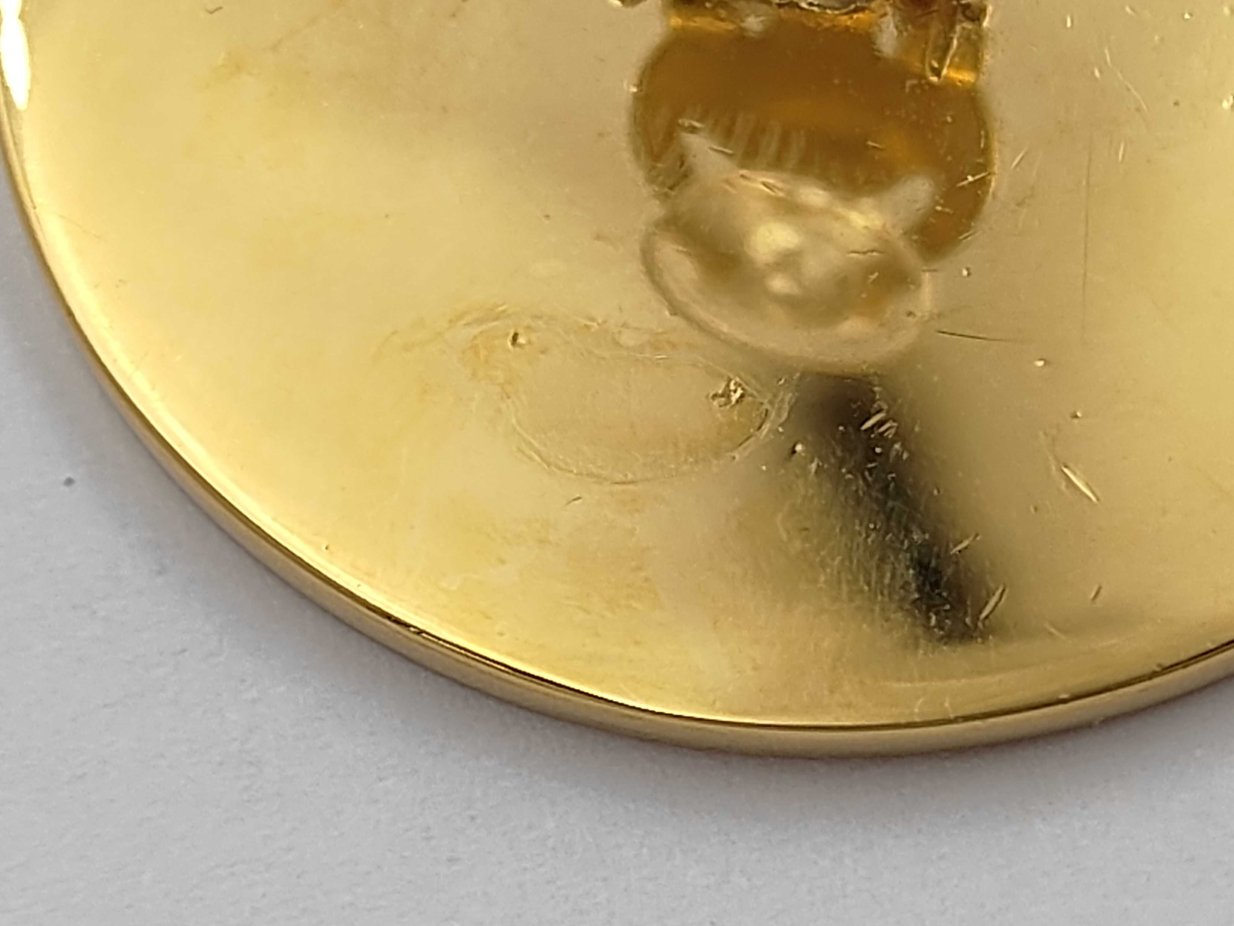 Coco Mark Round Earrings, Black x Gold Earrings — view 7