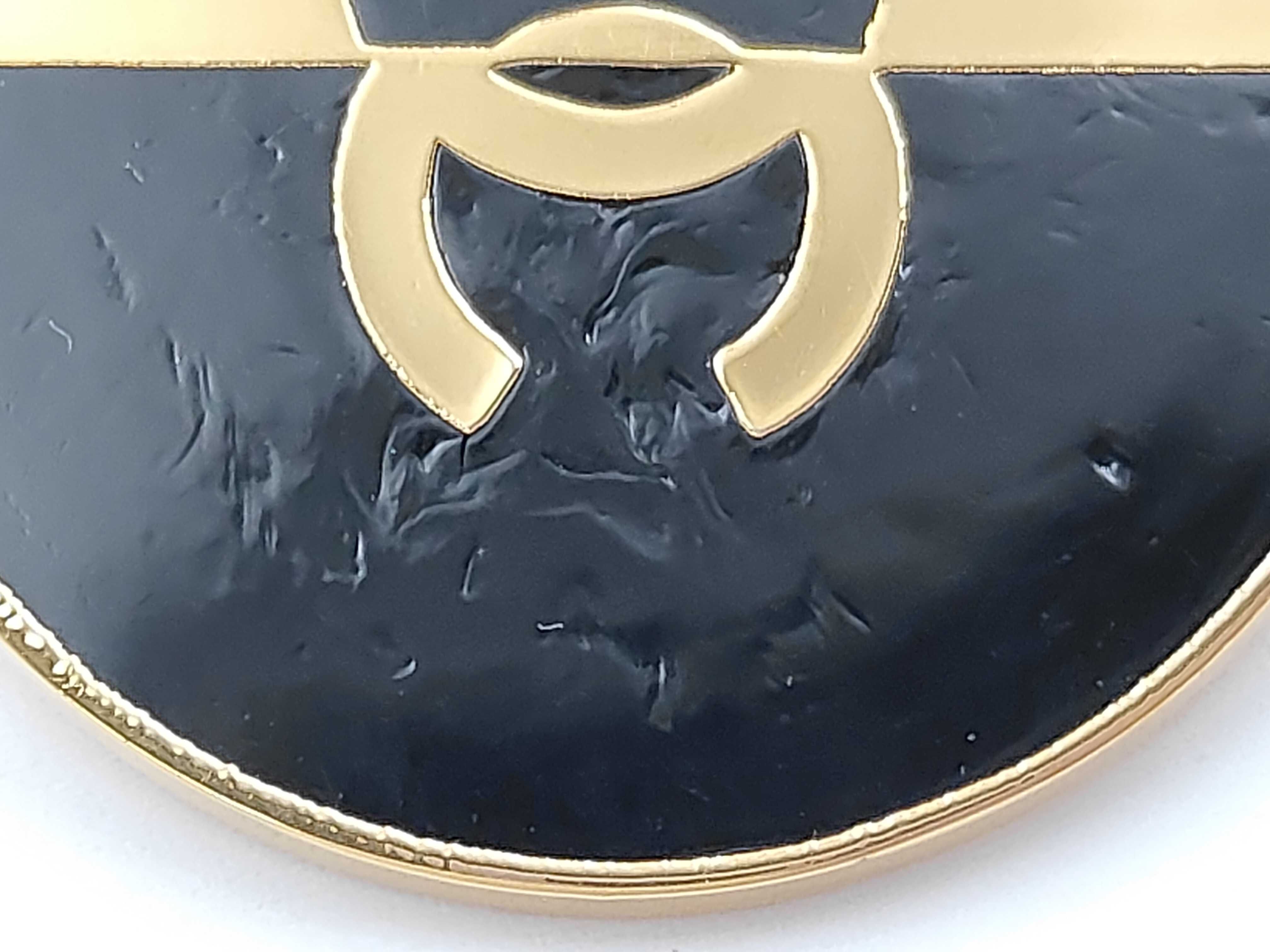 Coco Mark Round Earrings, Black x Gold Earrings — view 8
