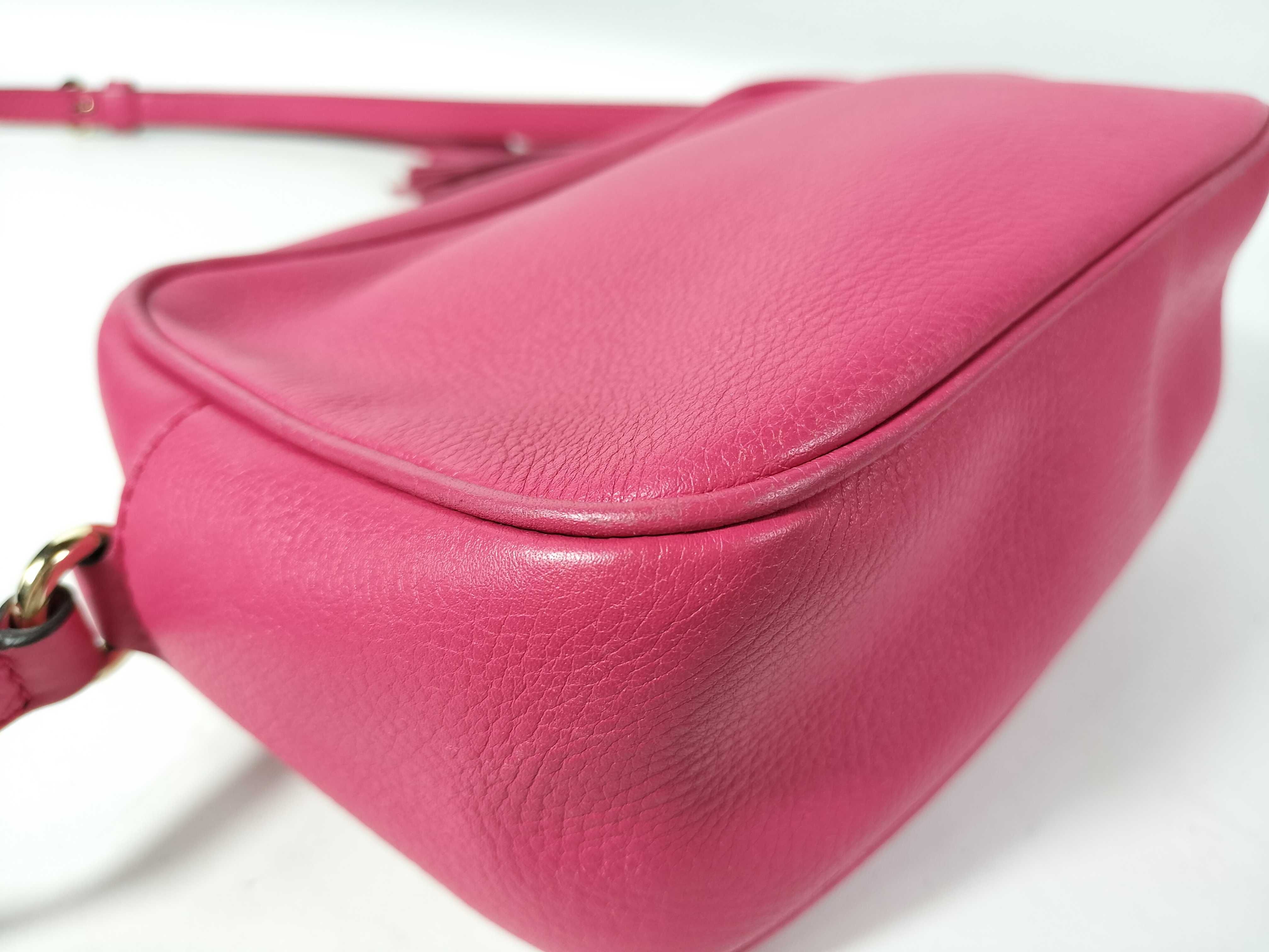 Soho Leather Shoulder Bag, Pink — view 6