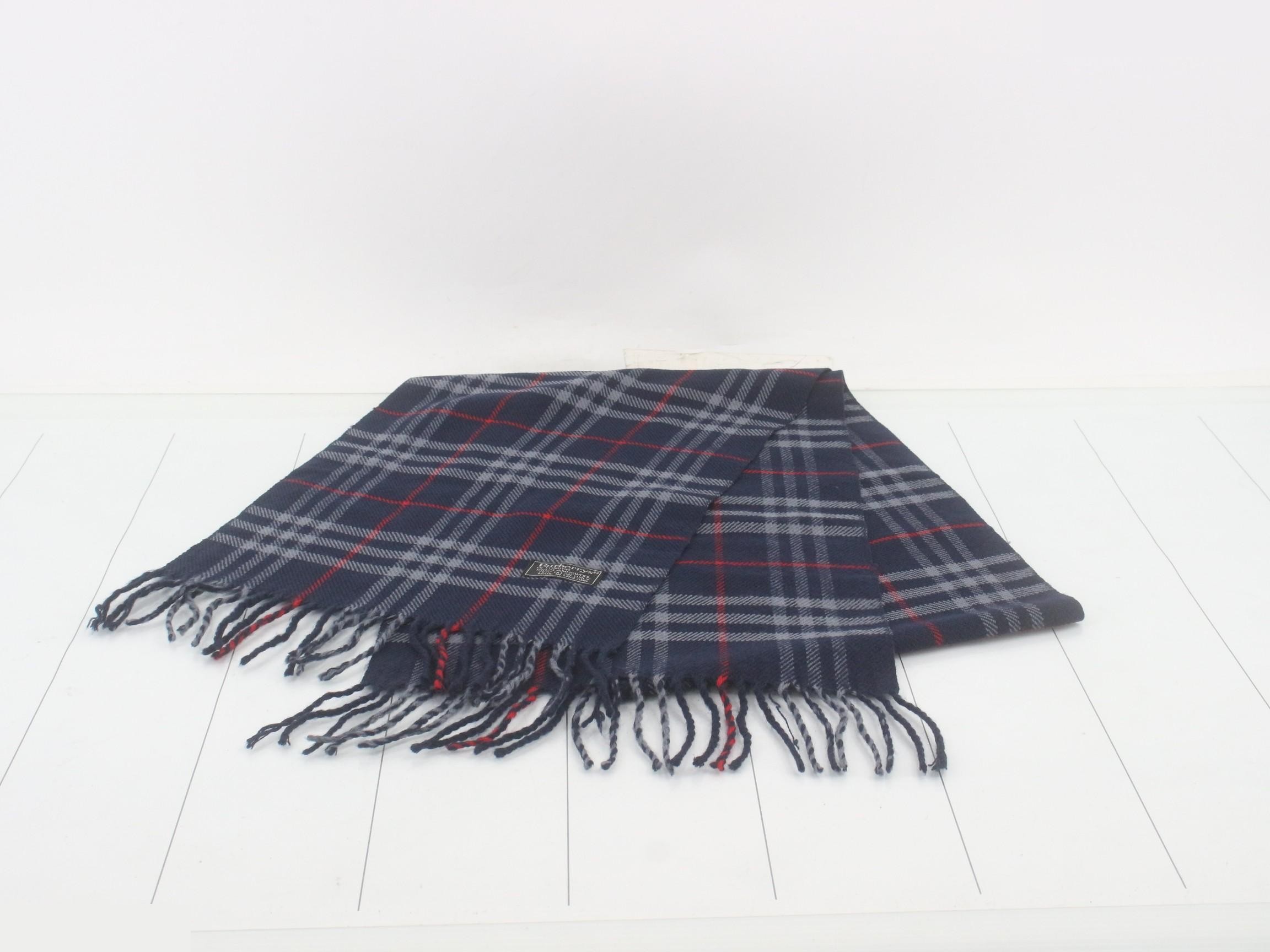 Tag attached, 100% cashmere check scarf — view 2