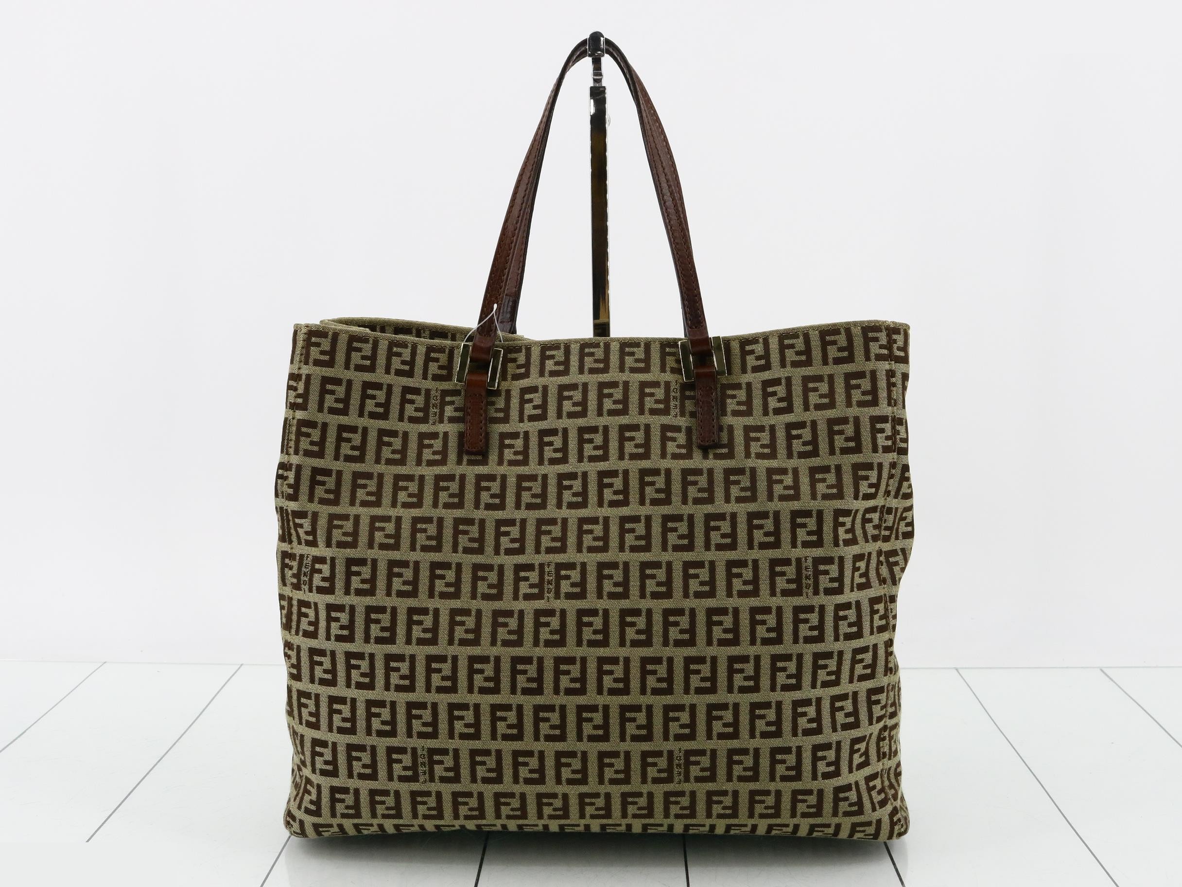 Zucchino Shopper Tote, Brown, Gold Hardware, 30 x 27 x 8 cm — view 2