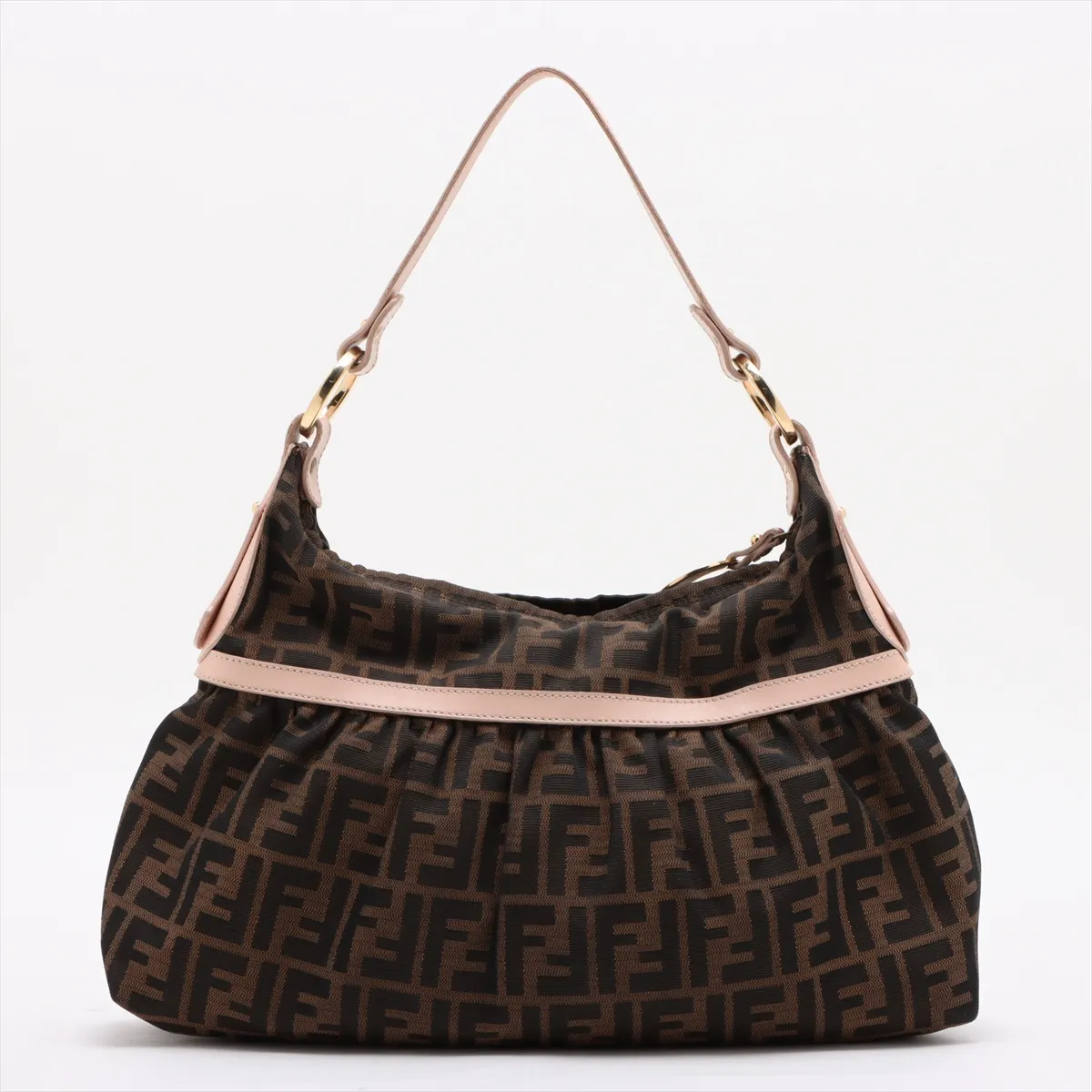 Zucca Canvas x Leather Shoulder Bag Brown x Pink 8BR448 — view 2