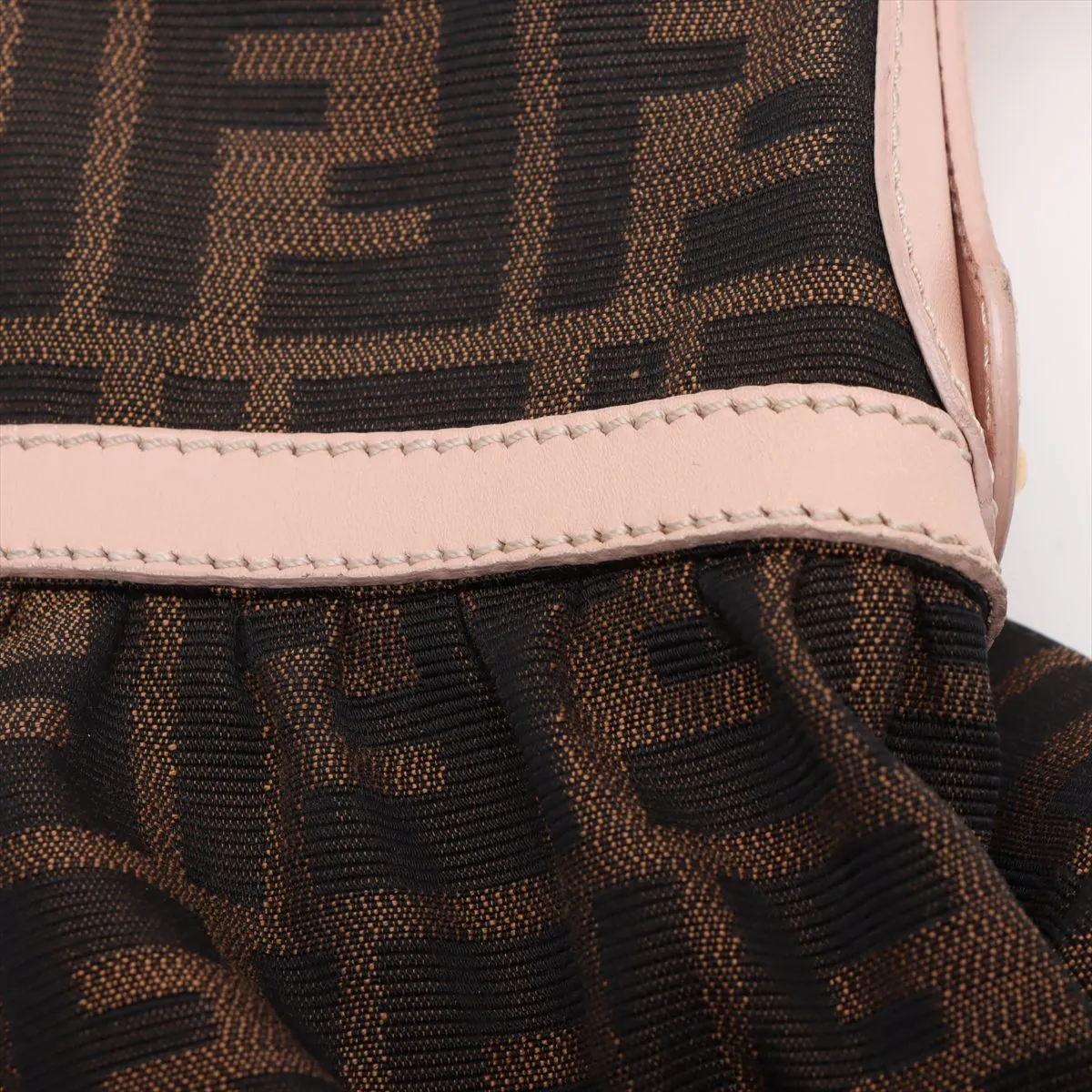 Zucca Canvas x Leather Shoulder Bag Brown x Pink 8BR448 — view 11