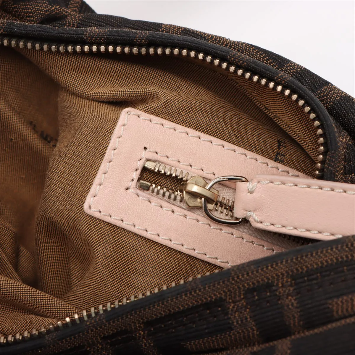Zucca Canvas x Leather Shoulder Bag Brown x Pink 8BR448 — view 13