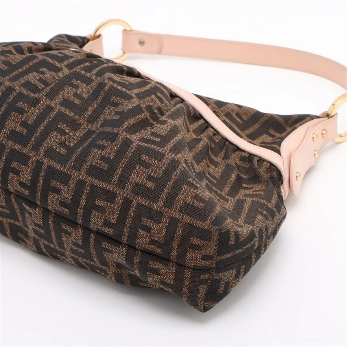 Zucca Canvas x Leather Shoulder Bag Brown x Pink 8BR448 — view 3