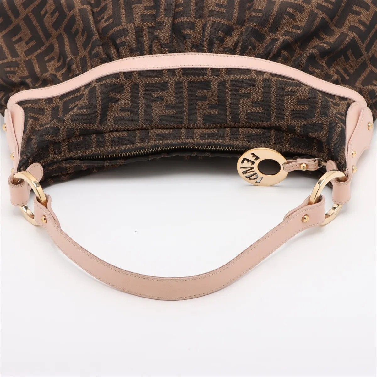 Zucca Canvas x Leather Shoulder Bag Brown x Pink 8BR448 — view 5